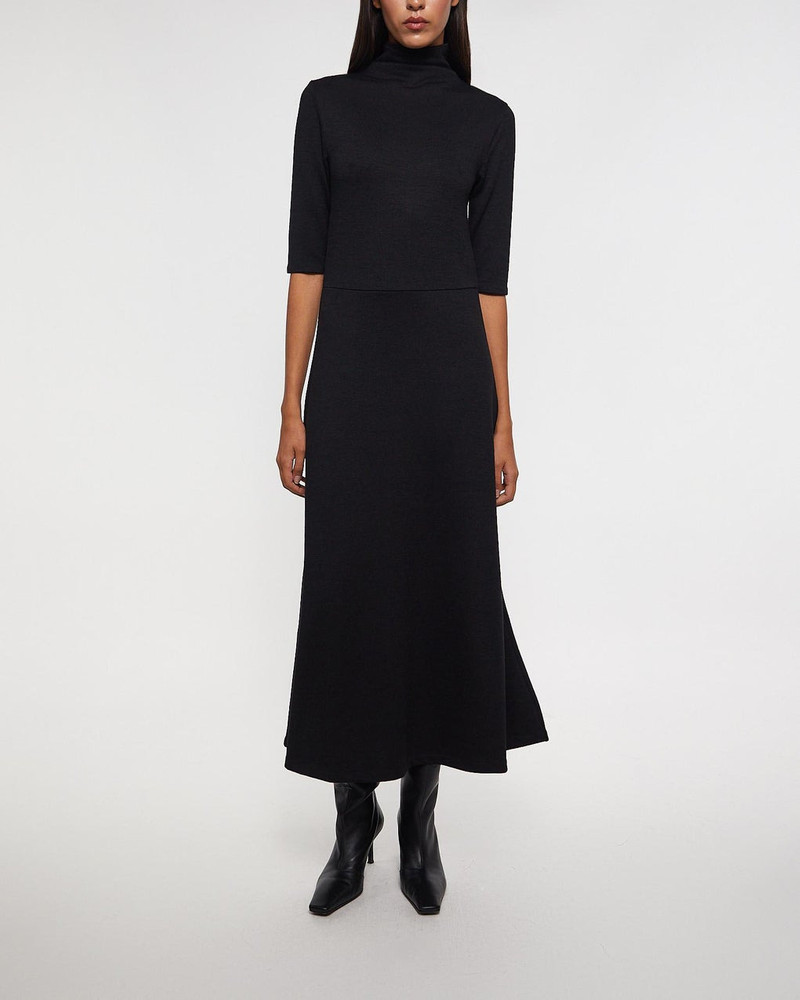 Vince Dress Elbow-Sleeve Turtleneck Black outlook