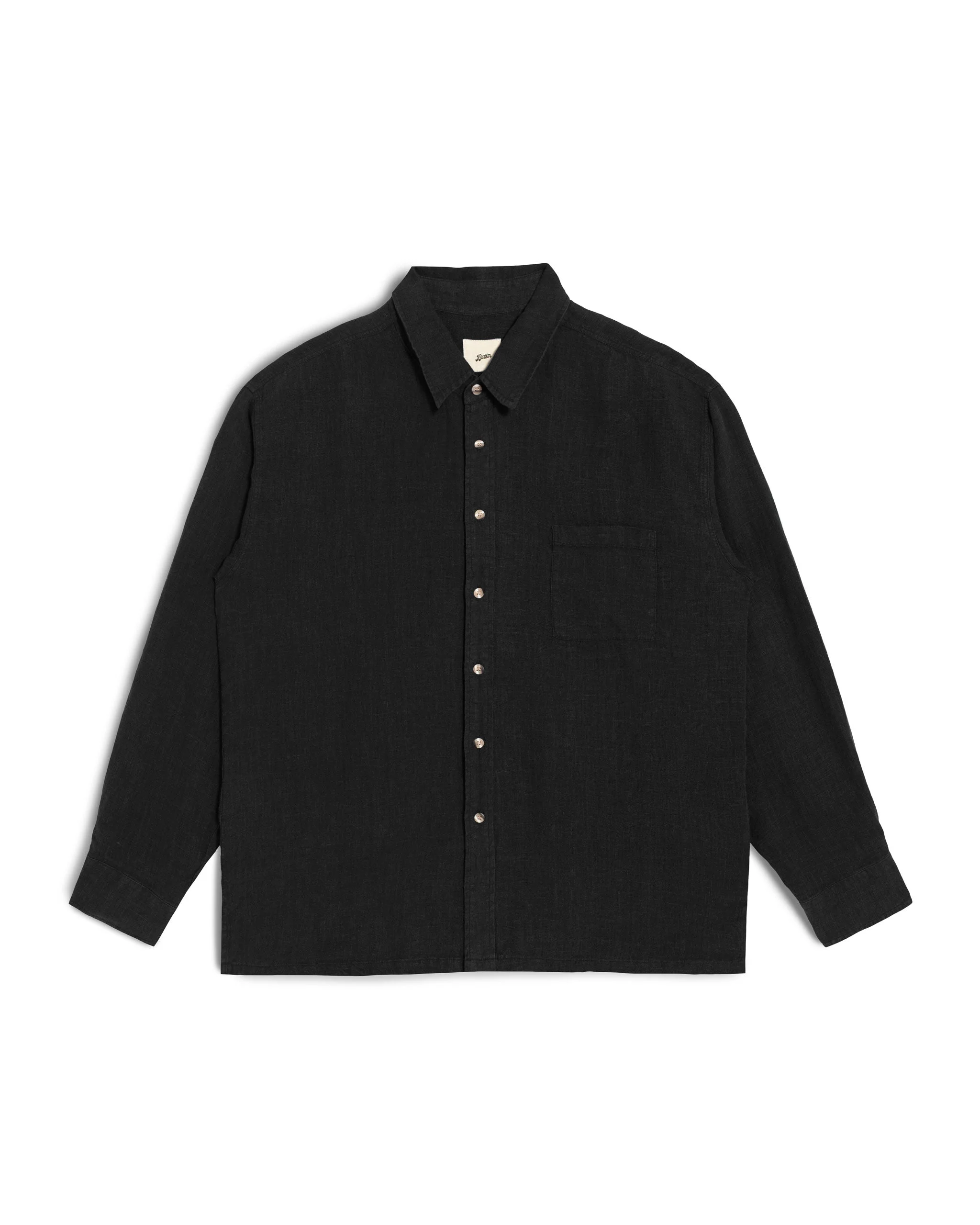 Black Linen Leisure Shirt - 1
