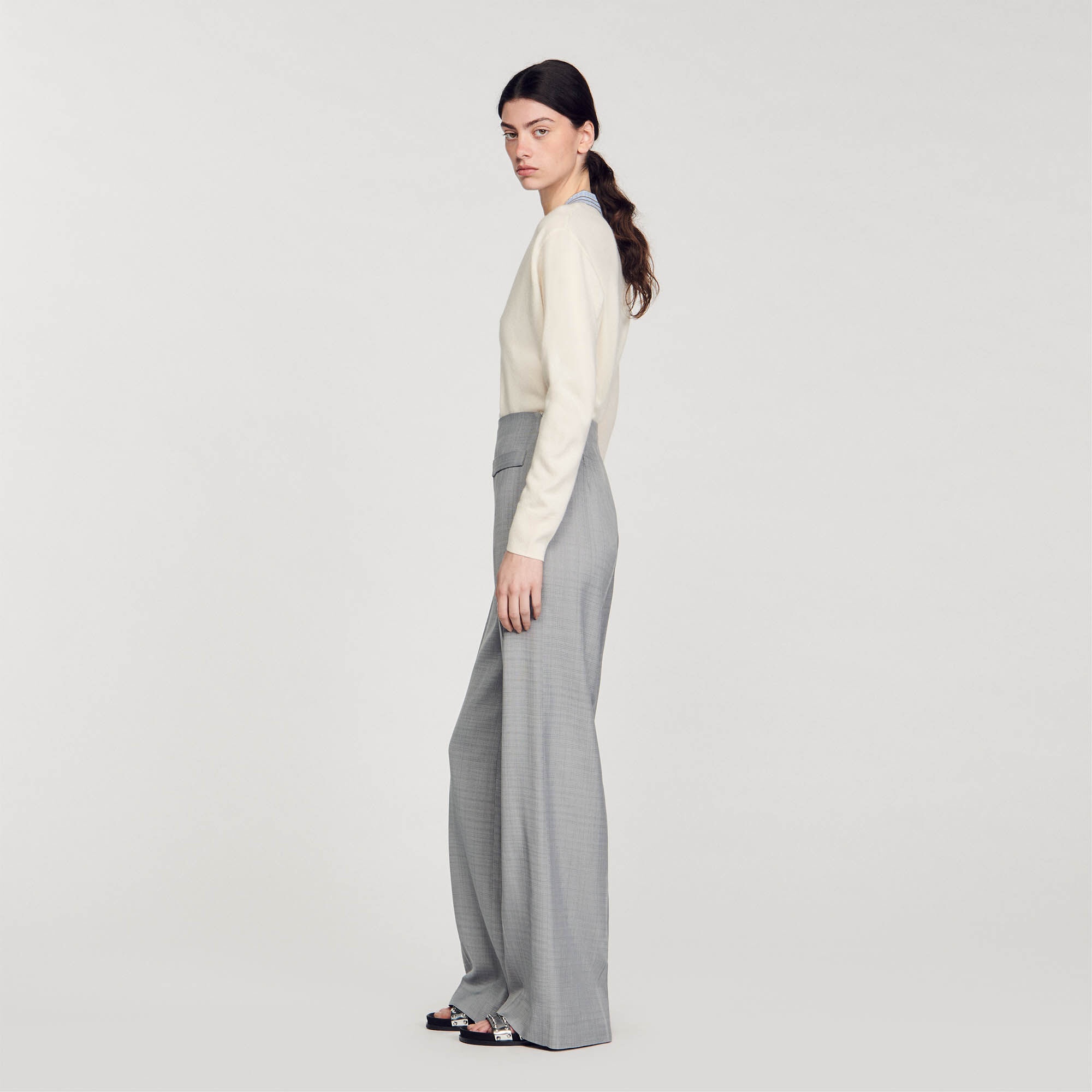 HIGH-WAISTED FLARED TROUSERS - 7