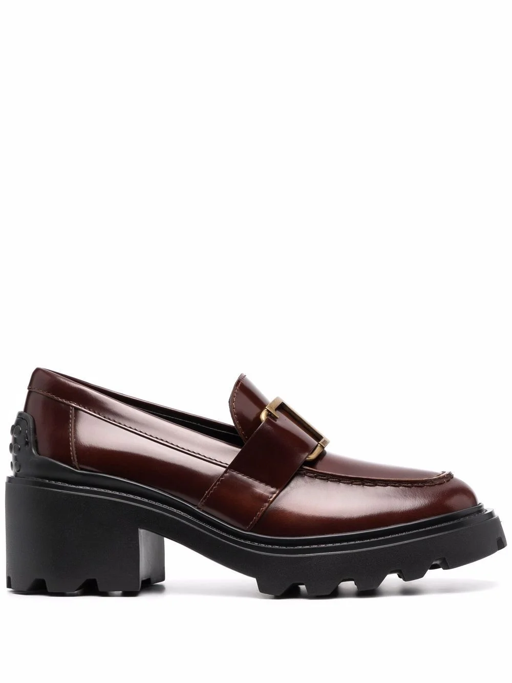 block-heel leather loafers - 1