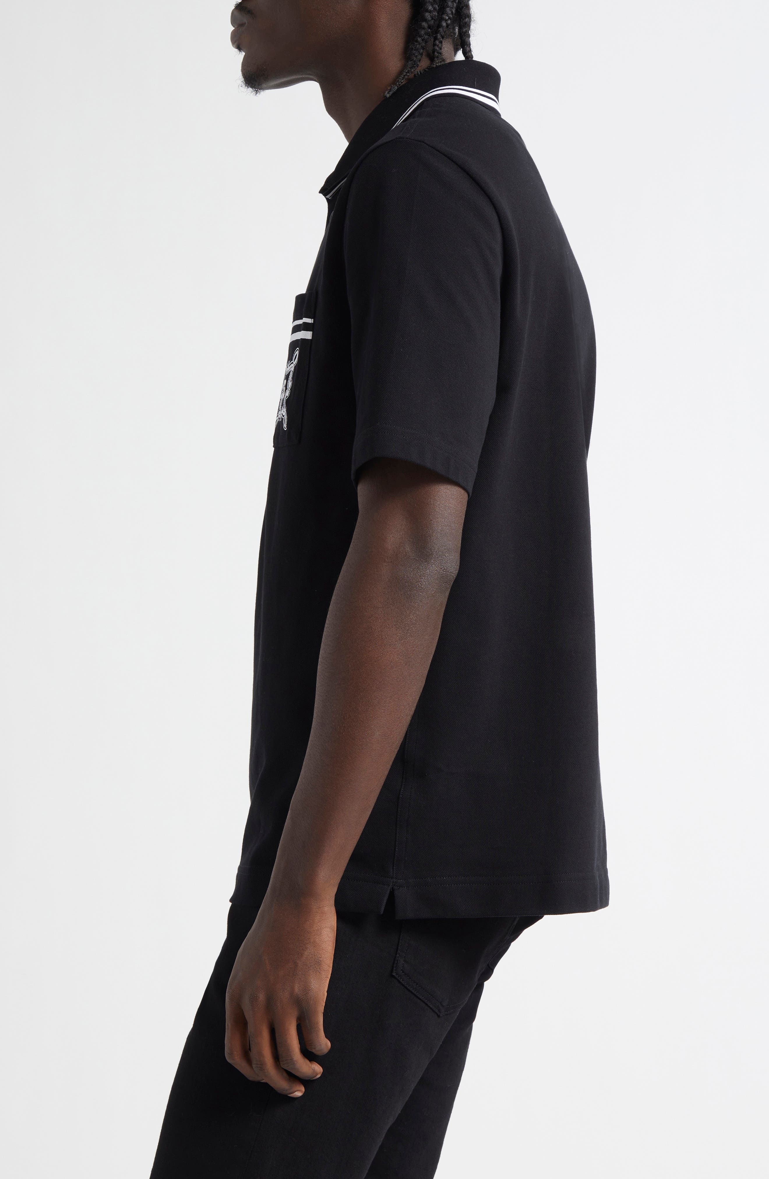 Dolce&Gabbana Bandana Detail Cotton Polo in Nero at Nordstrom - 3