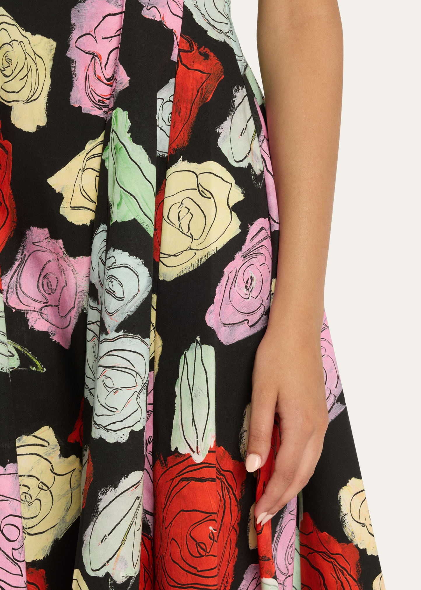 Sleeveless Rose-Print Cotton Poplin Midi Dress - 5