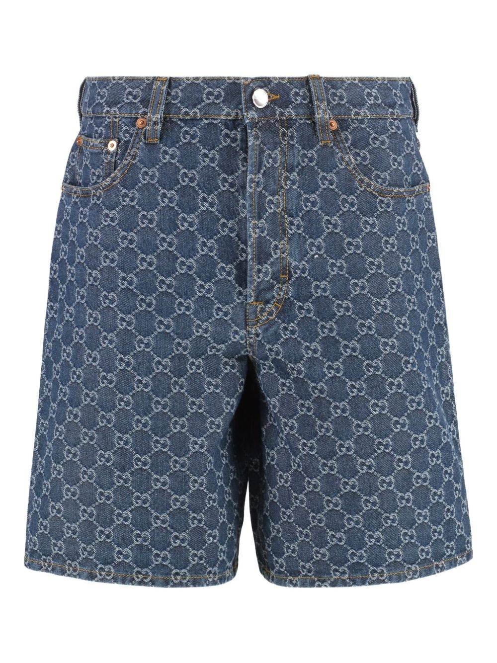 monogram denim shorts - 1