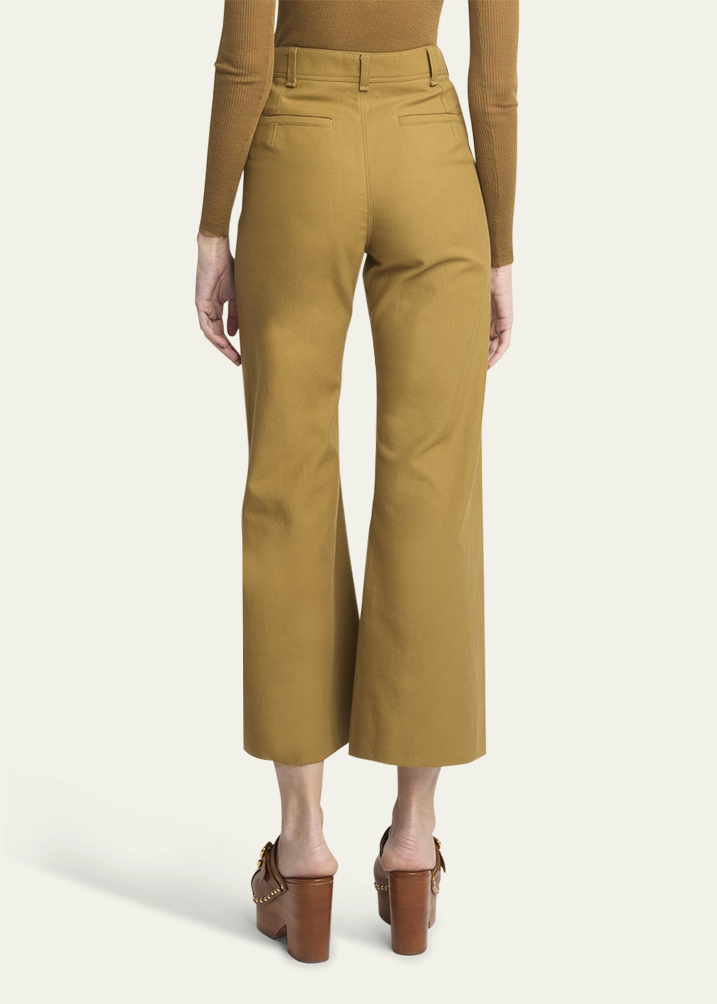 Cotton Drill Cropped Wide-Leg Trousers - 3