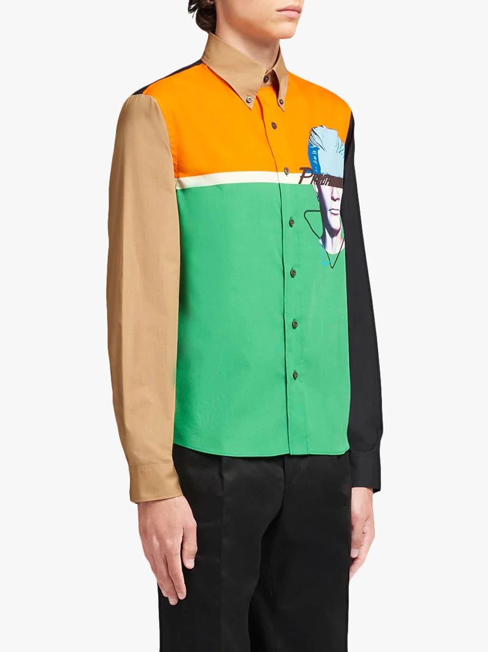 colour-block face shirt - 3