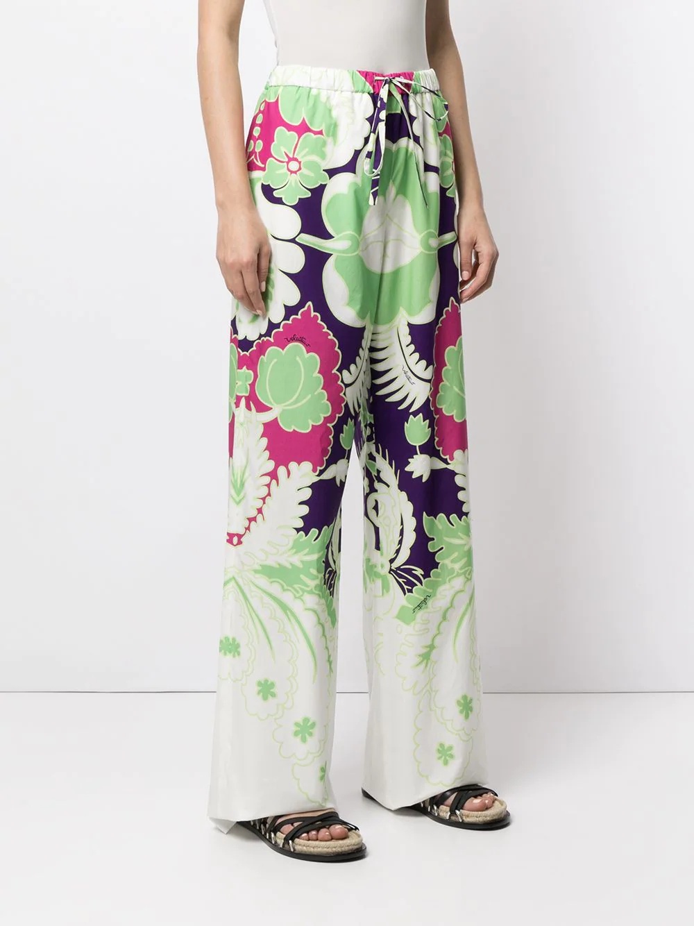 printed wide-leg trousers - 3