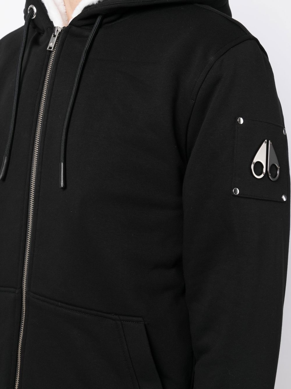 logo-plaque zip-up hooded jacket - 5
