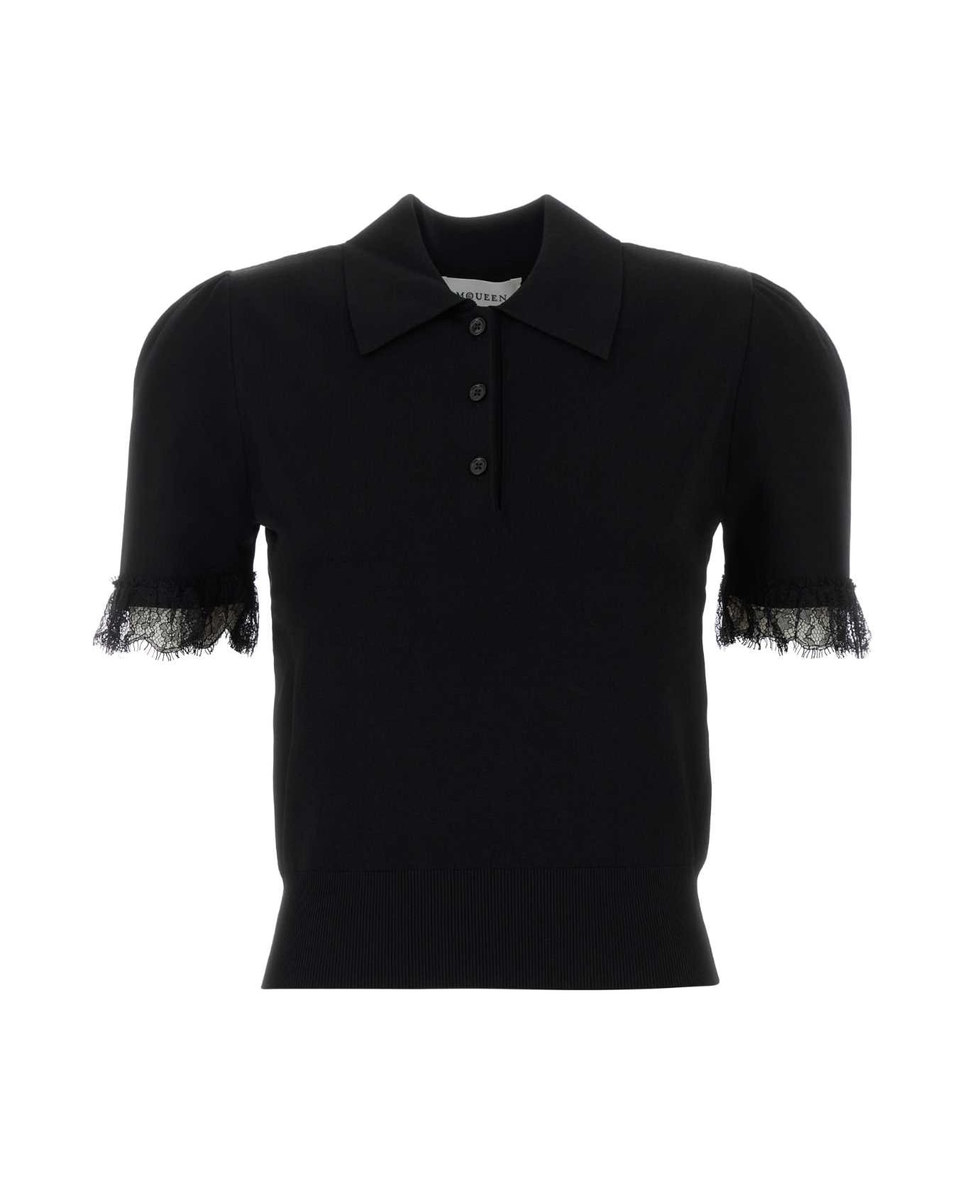 Black Viscose Blend Polo Shirt - 1