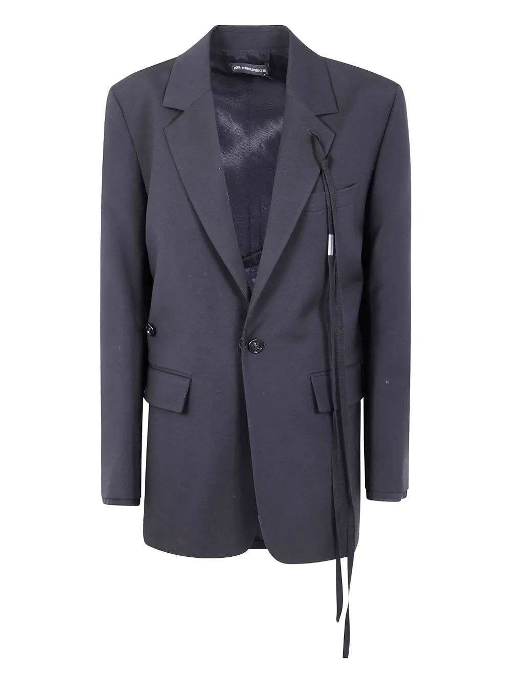 Ann Demeulemeester Women "Elin" Twisted Clousure Tailored Jacket With Raw Edge Cotton Detail - 4