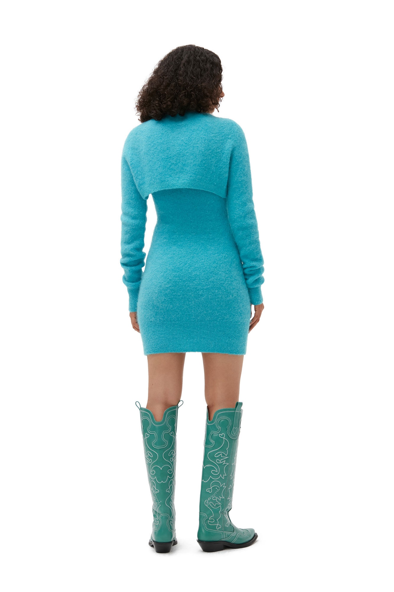 BLUE BRUSHED ALPACA BOLERO - 7
