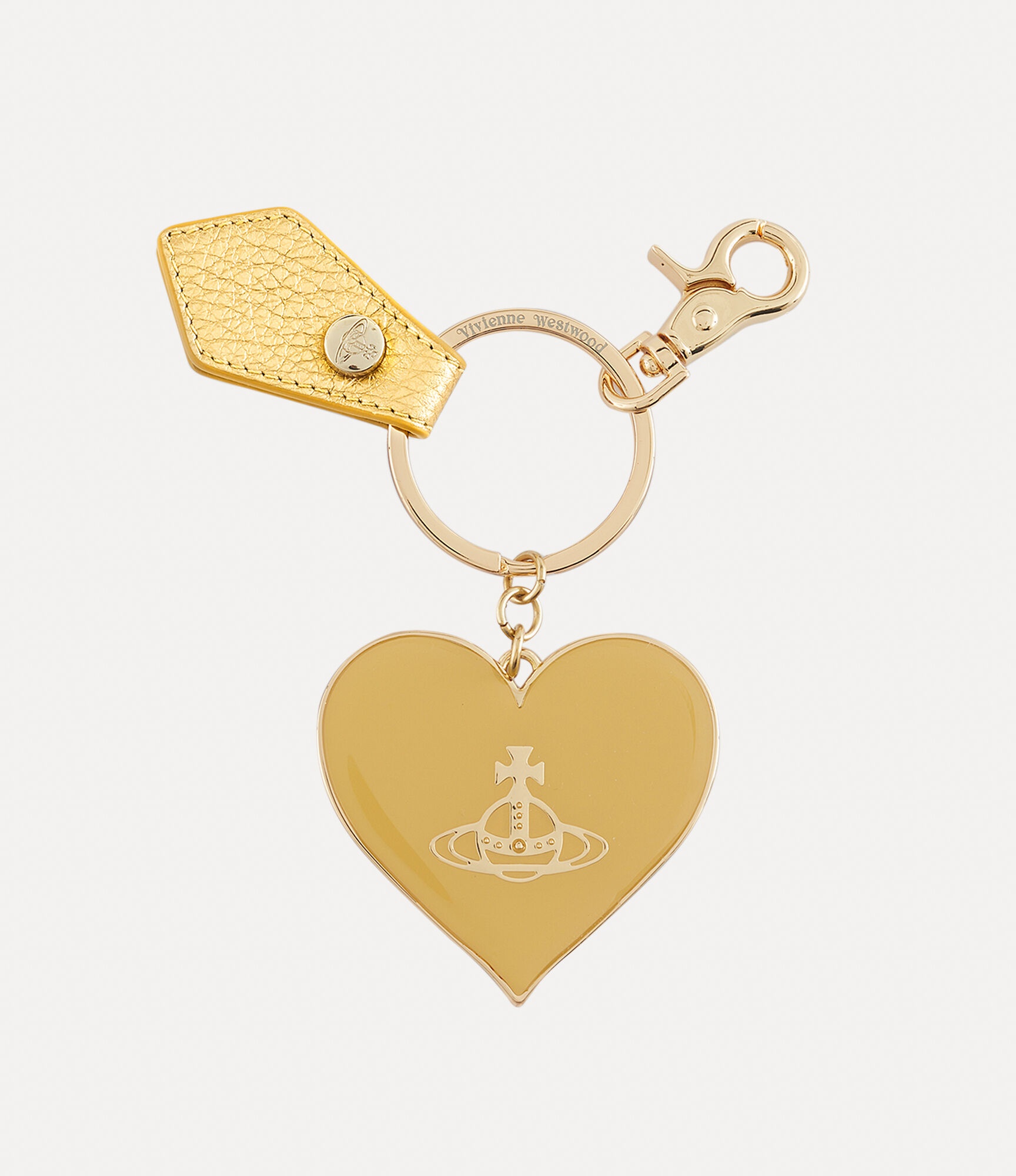 GRAIN LEATHER MIRROR HEART ORB KEYRING - 1