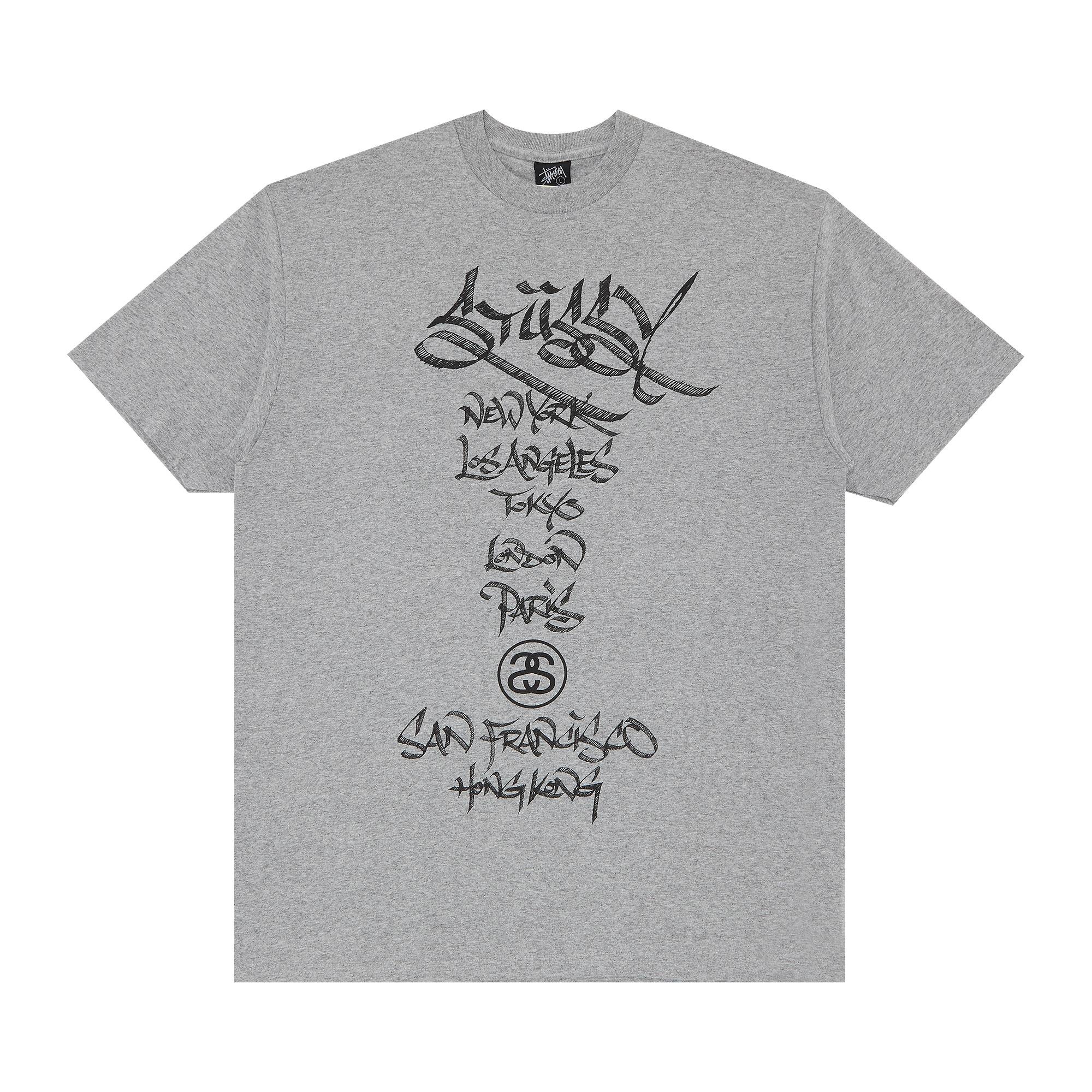 Stüssy Stussy Japanese Font World Wide Tee 'Grey Heather' | REVERSIBLE