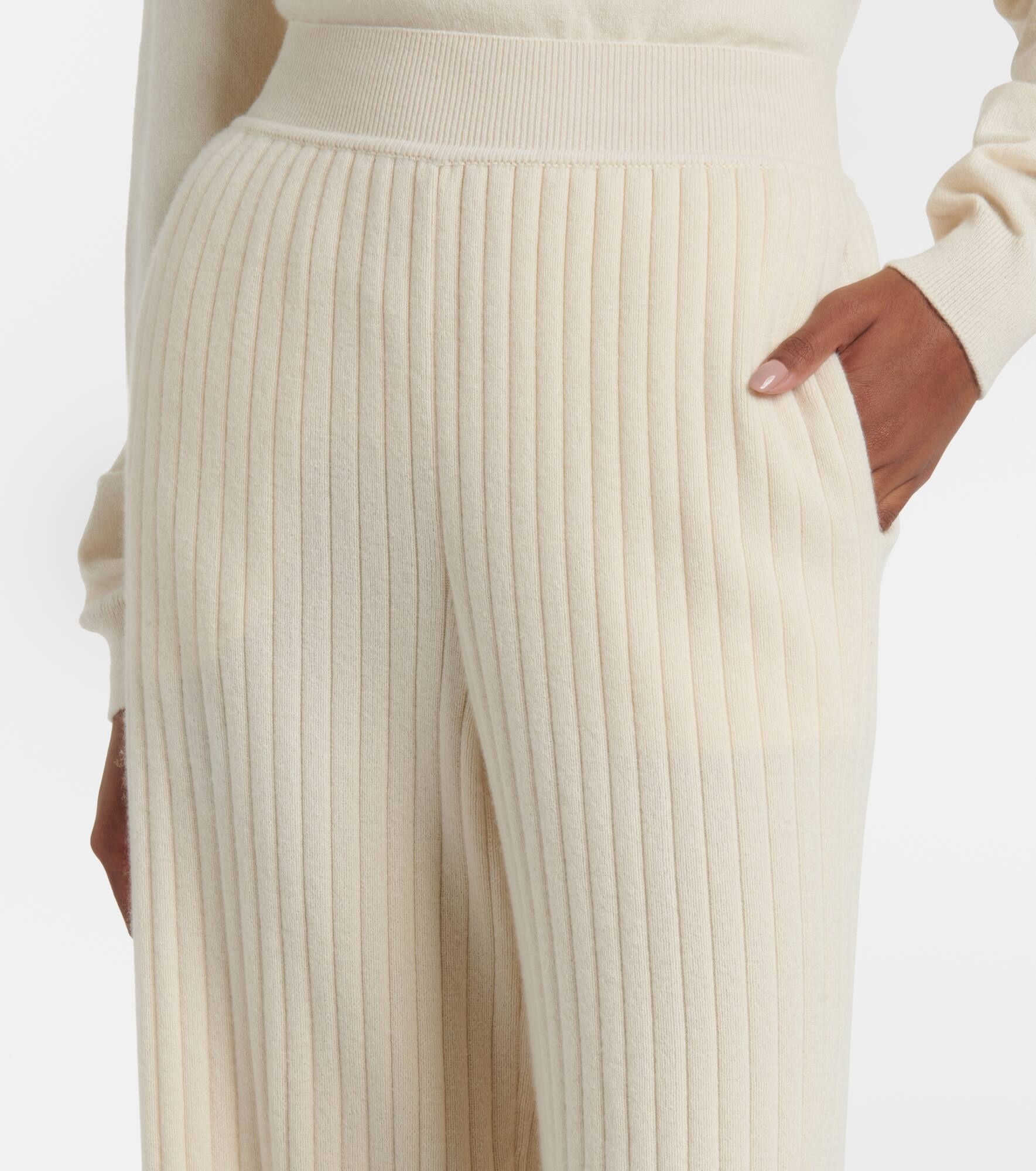 Coste ribbed-knit cropped cashmere pants - 4