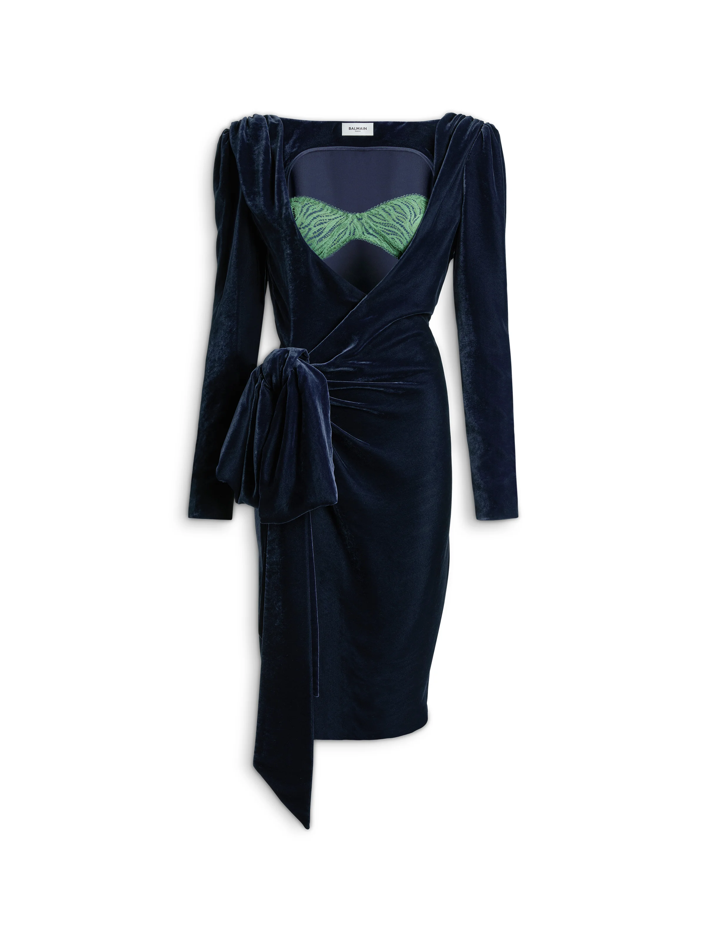 Velvet dress with lace bra and tie detail - 1