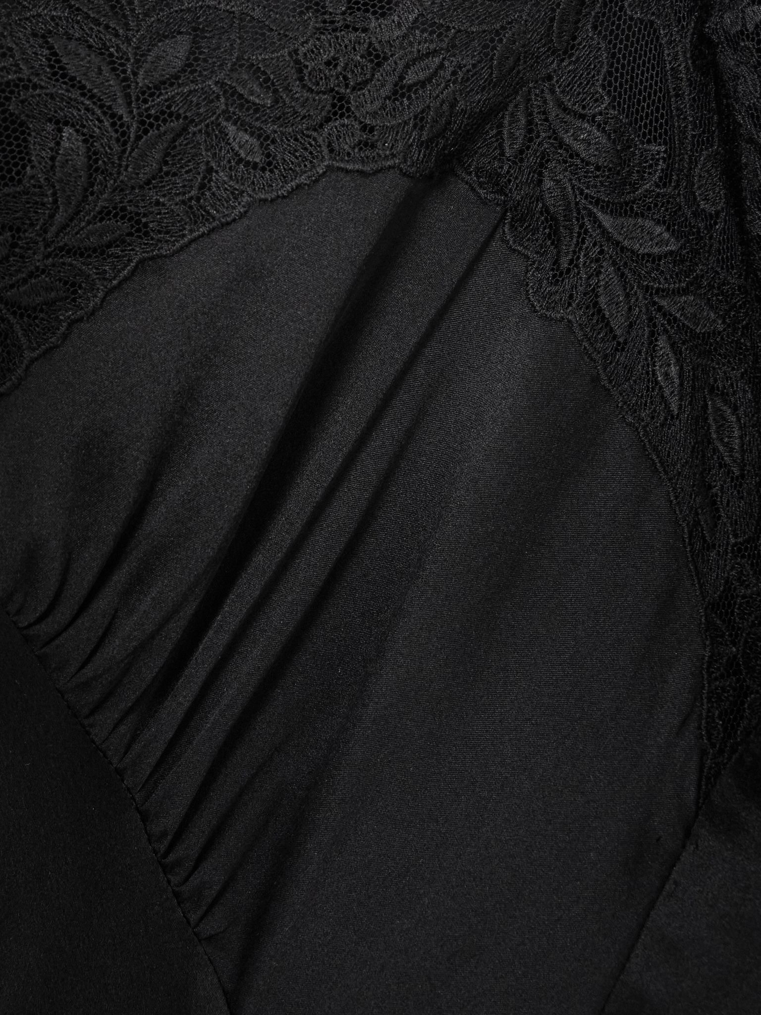Cape-effect lace-trimmed silk-satin gown Black - 4