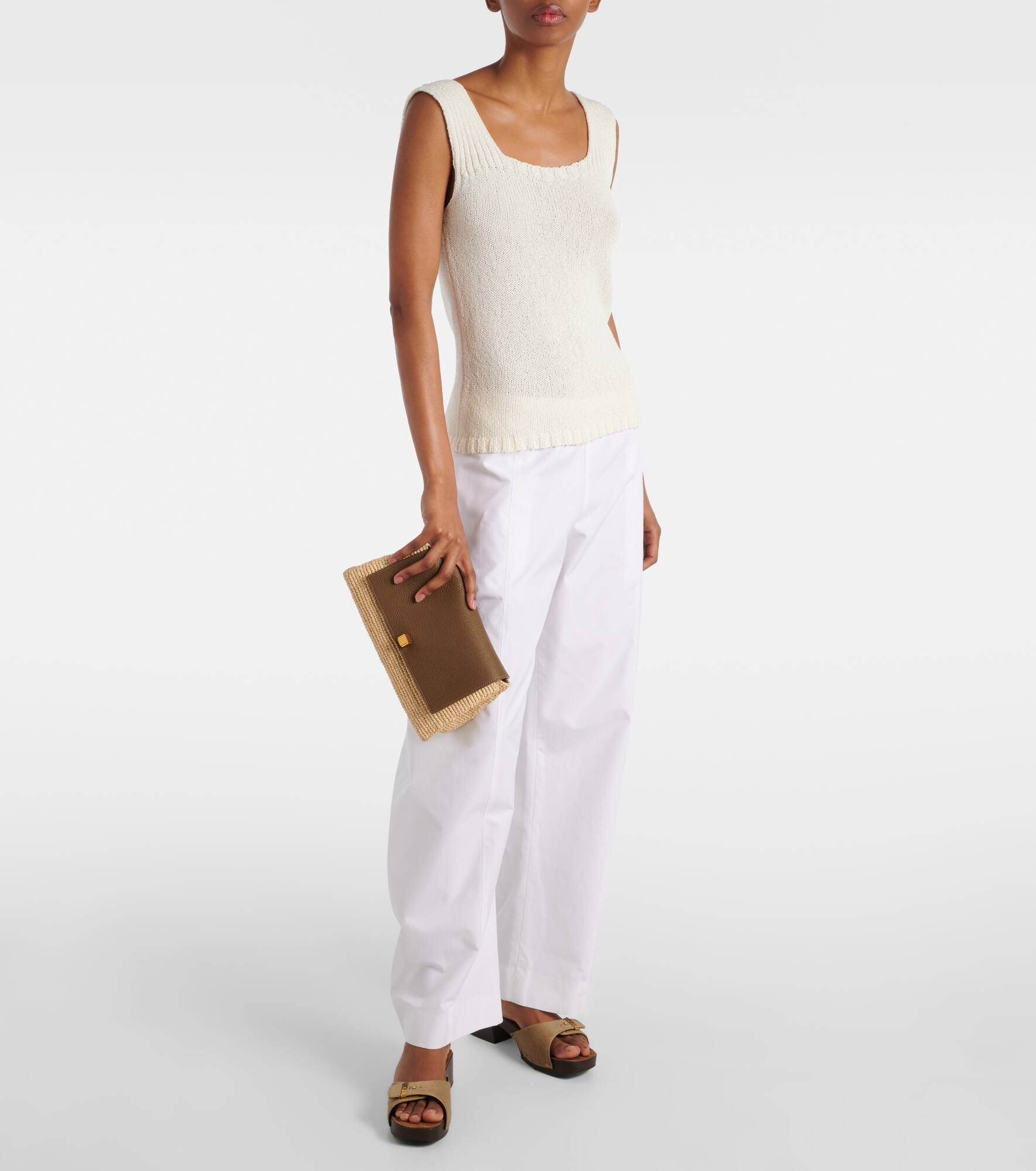 Audrey raffia and leather crossbody bag - 5