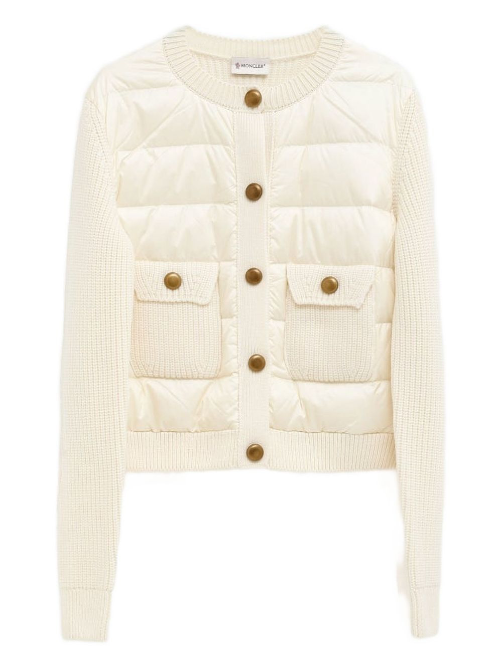quilted knit cardigan - 1