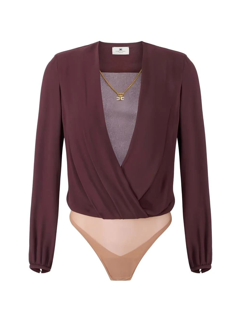 long-sleeved pendant-necklace bodysuit - 1
