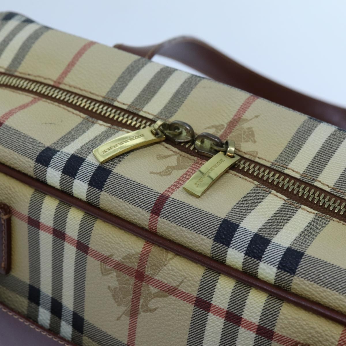 Burberry Nova Check Shoulder Bag Pvc Leather Beige - 10