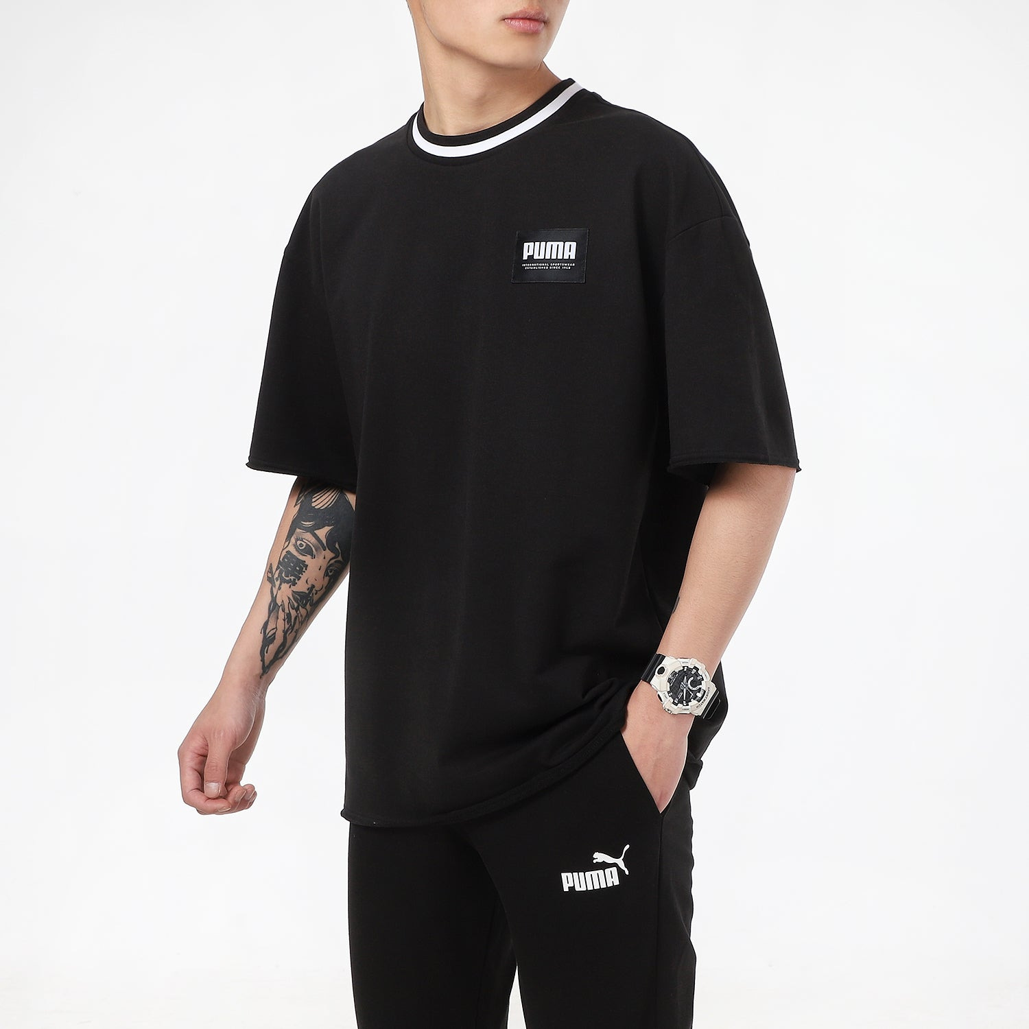 PUMA Solid Men Round Neck T-Shirt 'Black' 845861-01 - 5