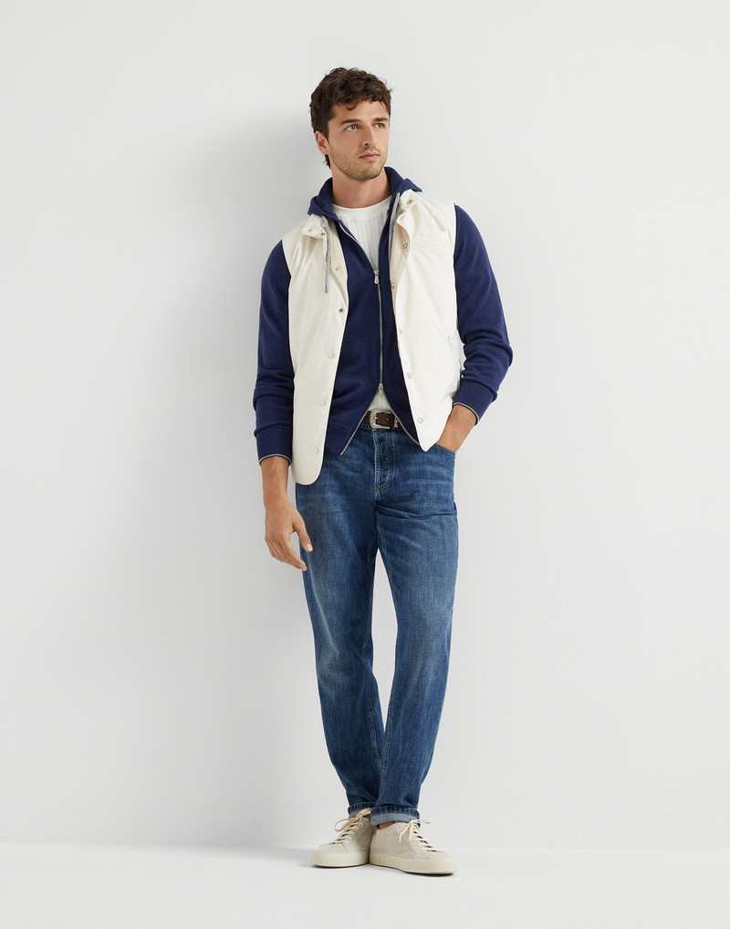 Lightweight denim traditional fit five-pocket trousers 4