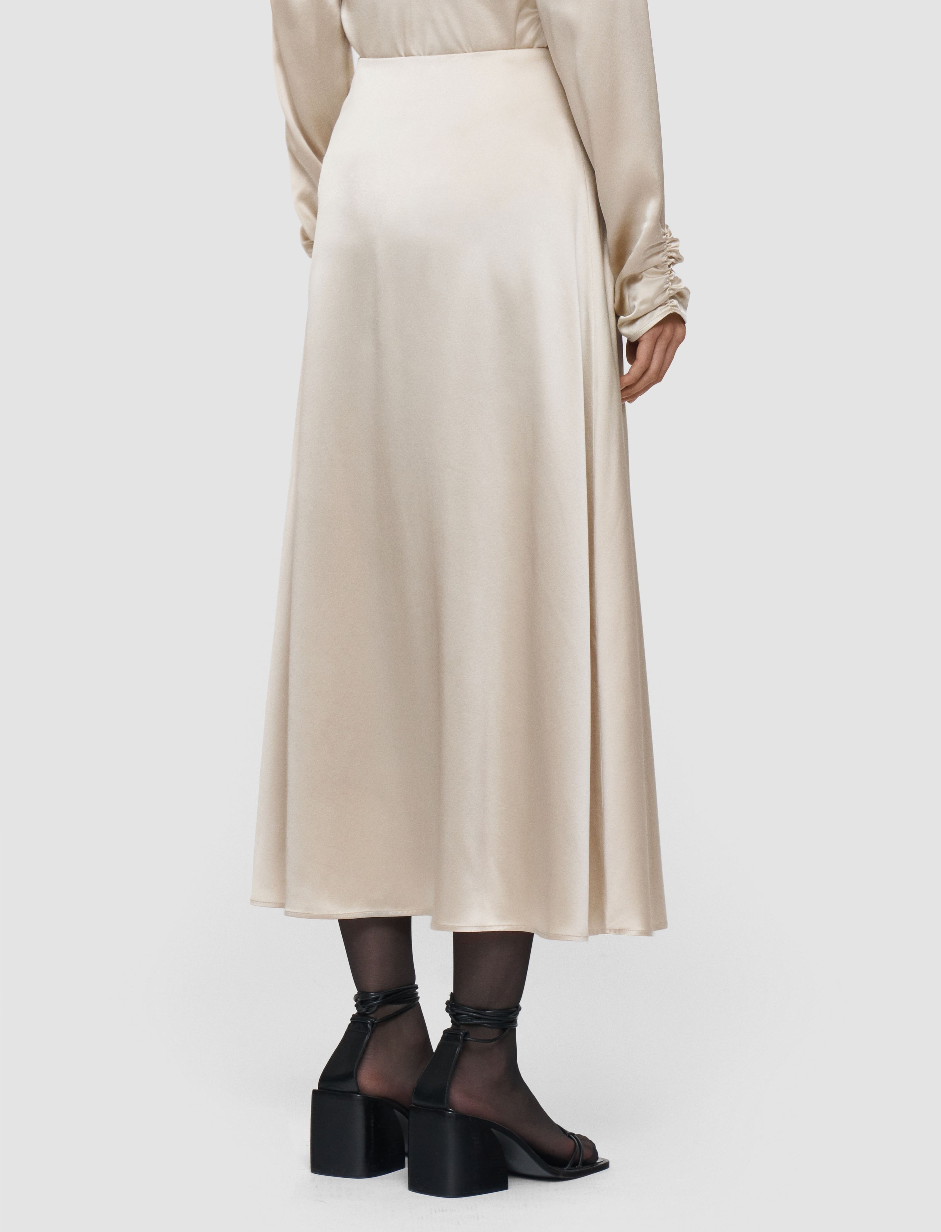 Andrea Ruched Silk Satin Skirt - 3