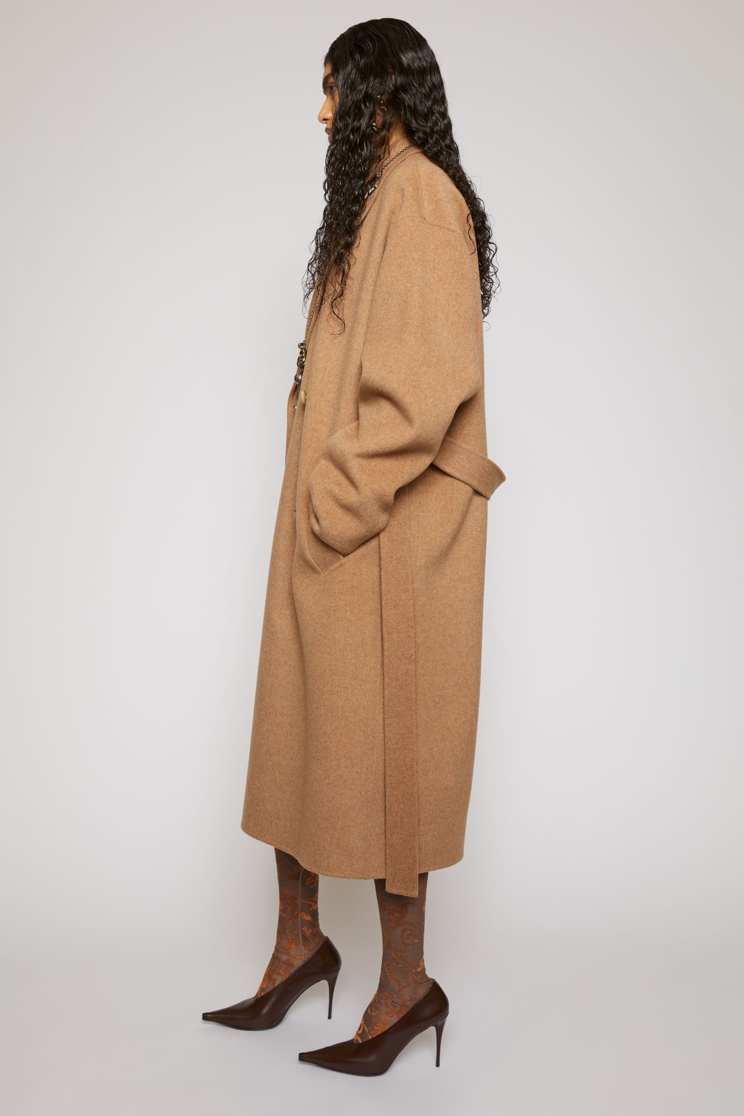 Belted wool coat camel melange - 3