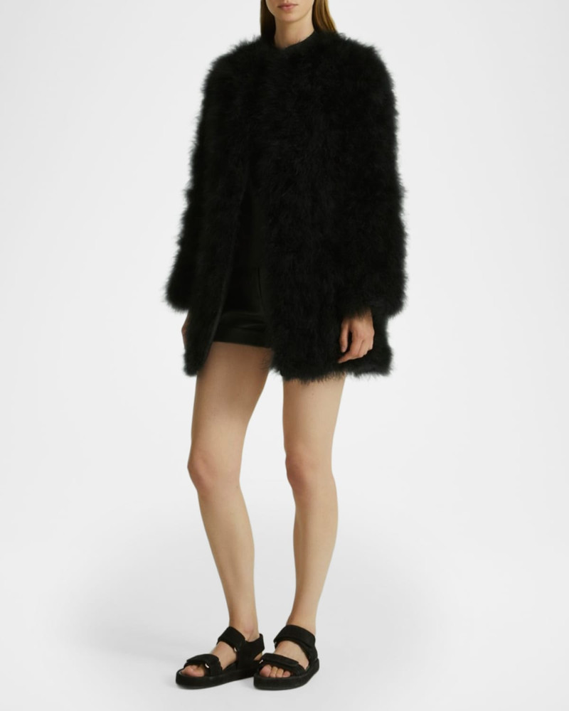 Yves Salomon Feathered Shawl-Collar Coat outlook
