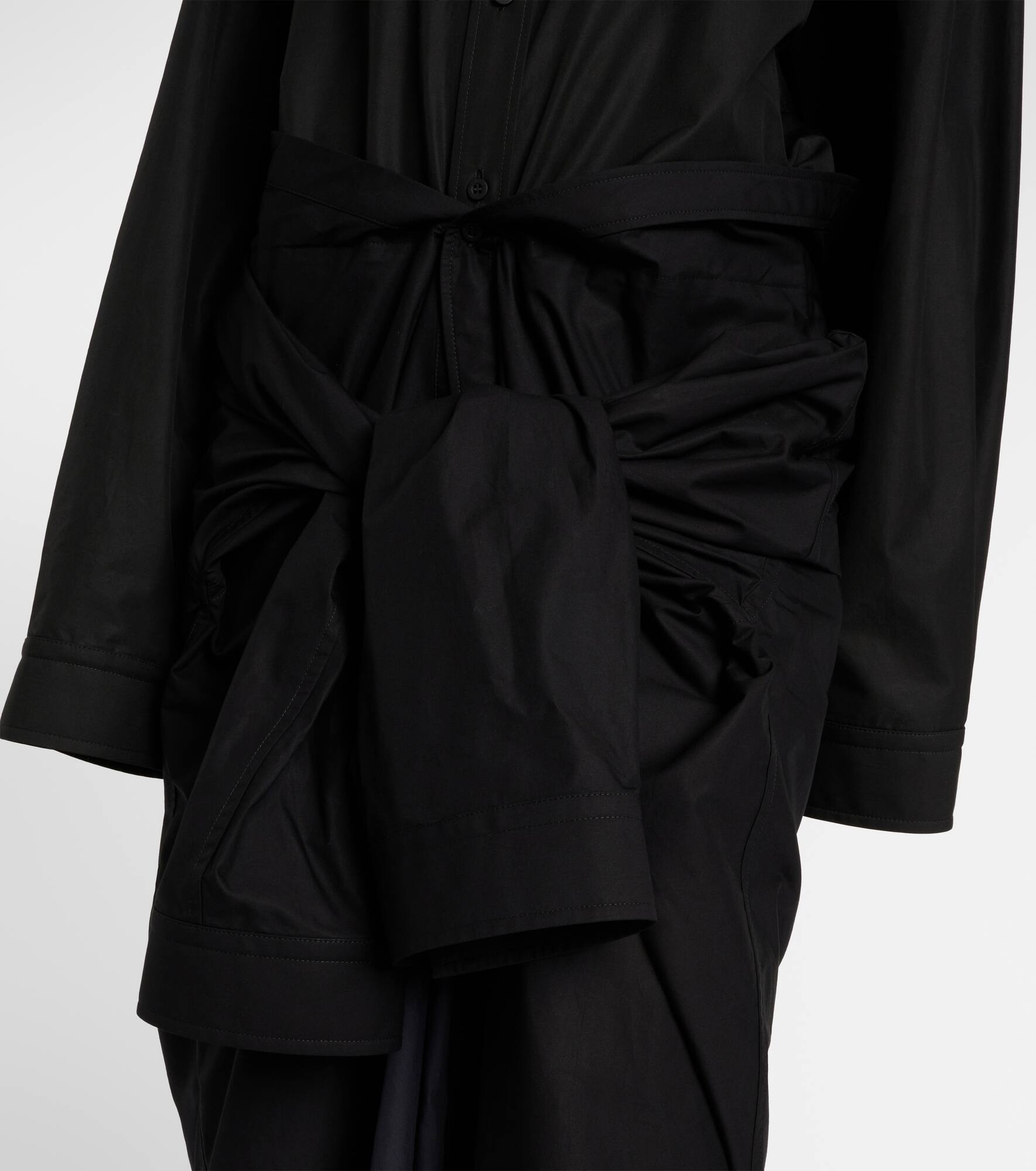 Gathered tie-front cotton shirt dress - 5