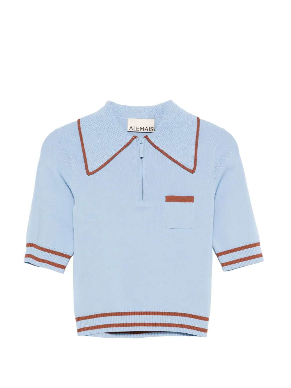 contrast-trim half-zip polo top - 1