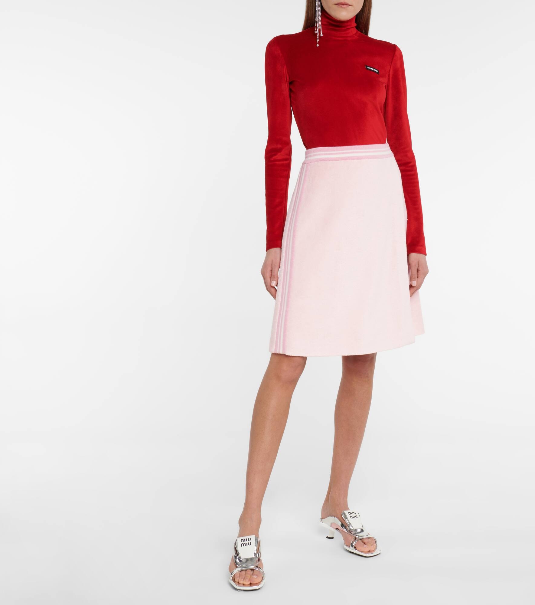 High-rise cotton-blend midi skirt - 2