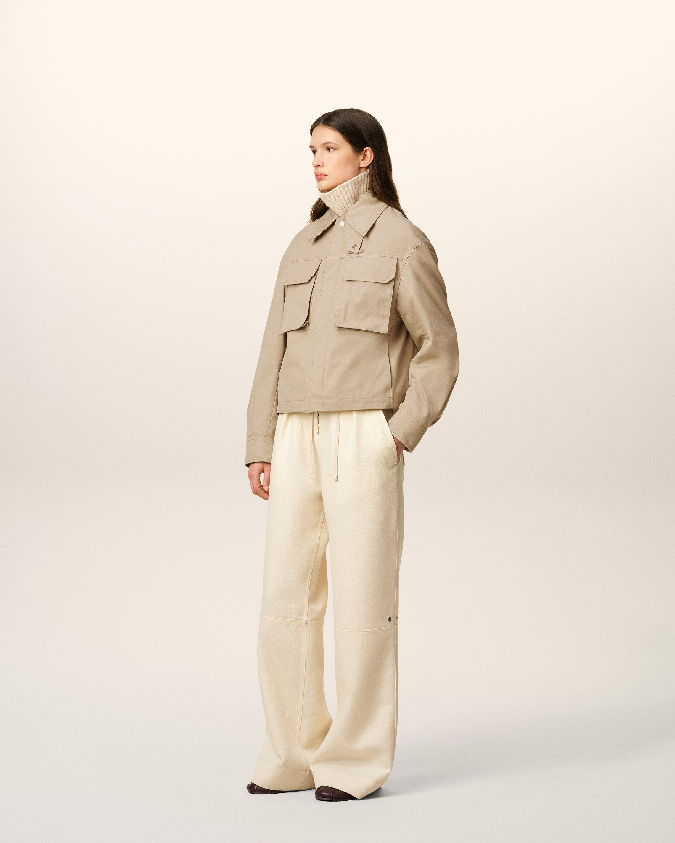 BEIGE COTTON WORKER JACKET - 6