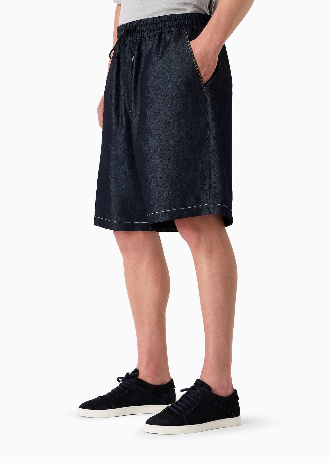 Denim Collection cotton and silk denim Bermuda shorts - 2