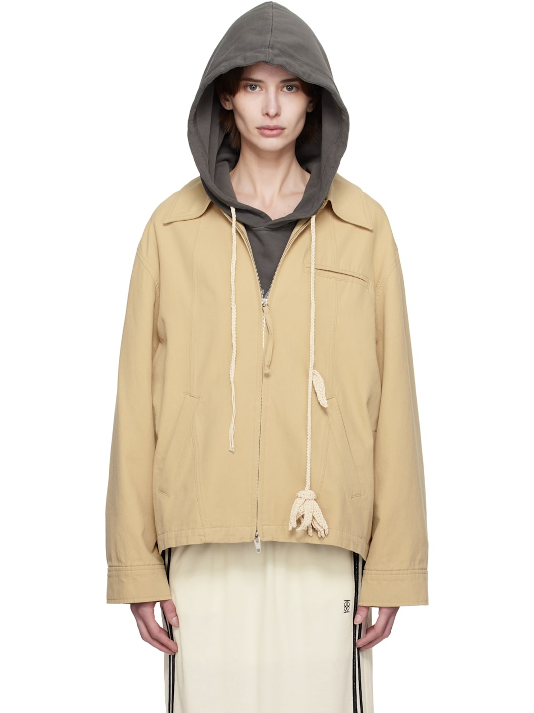 Beige Orbit Patch Jacket - 1