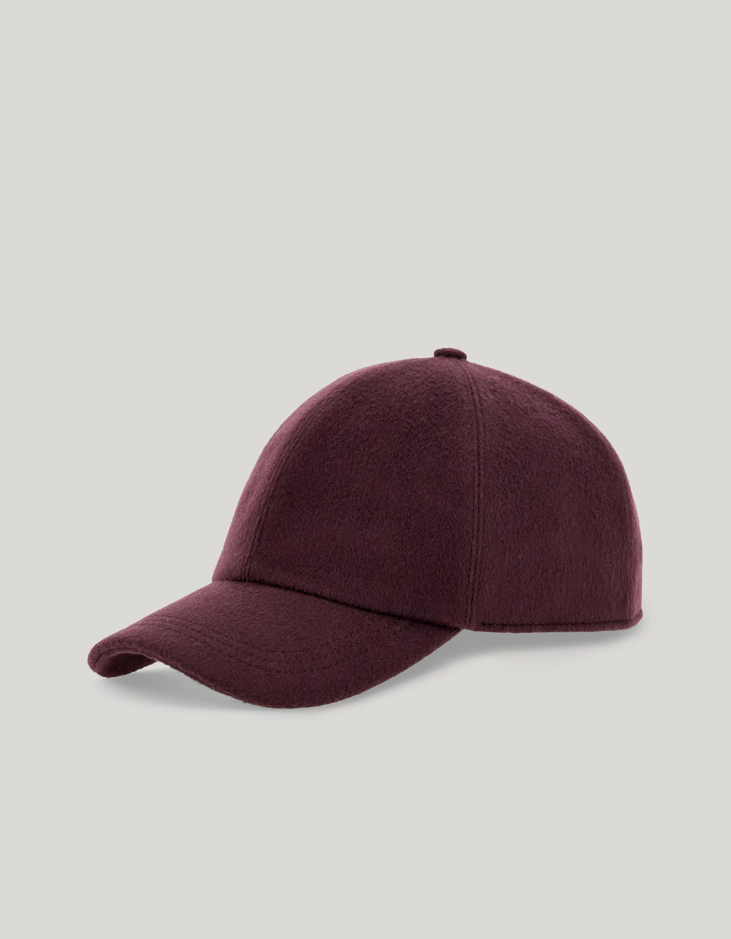 BURGUNDY PURE CASHMERE BASEBALL CAP - 1