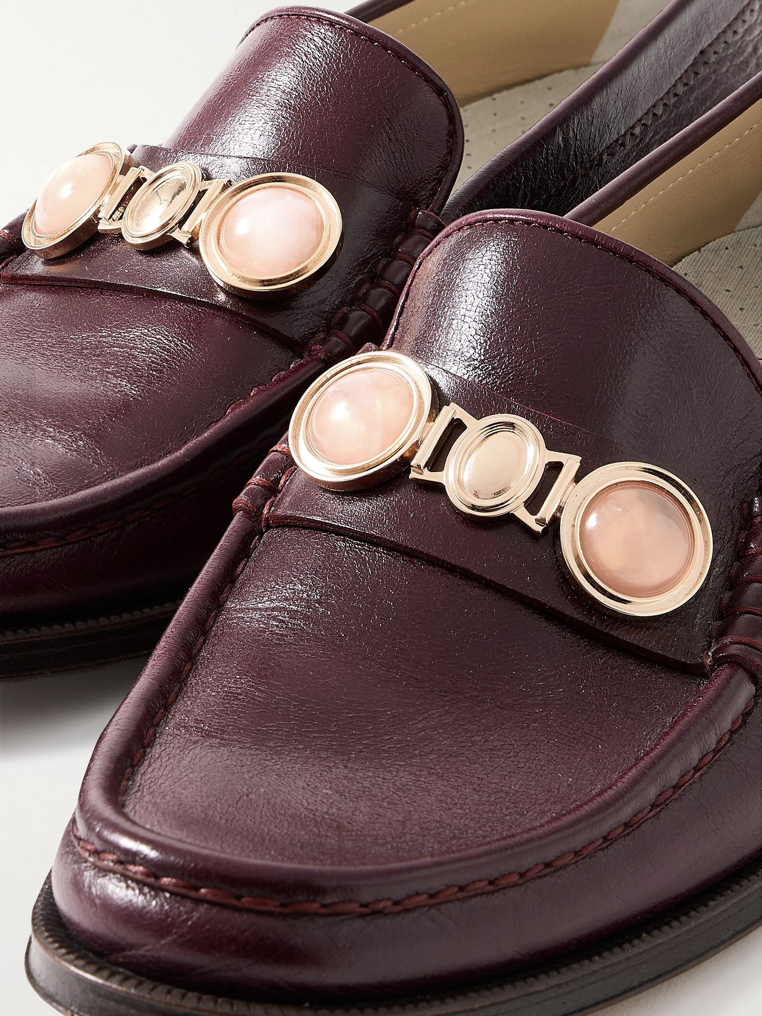 Melchora embellished leather loafers Claret - 4