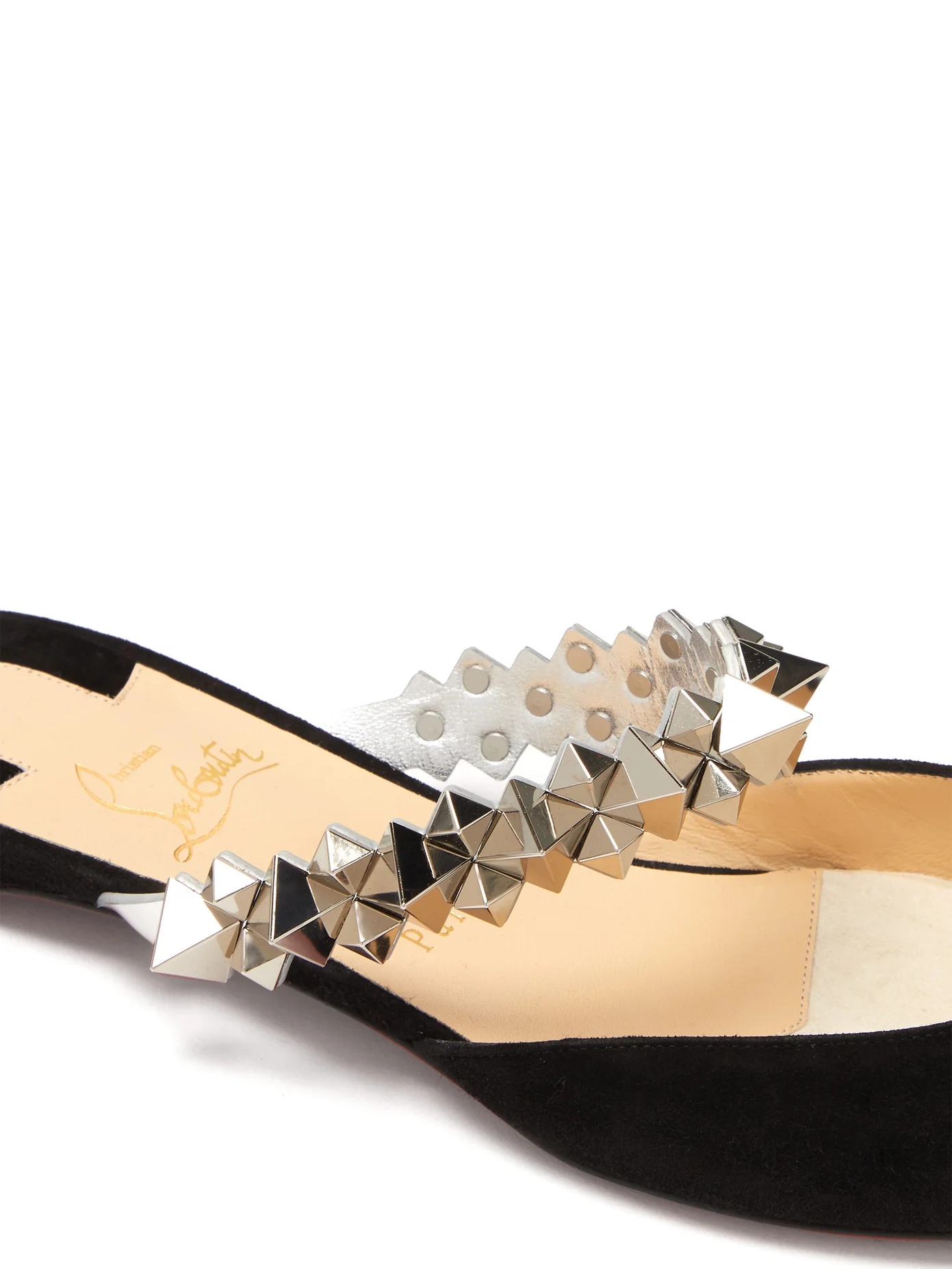 Planet Choc spiked-strap suede backless loafers - 6