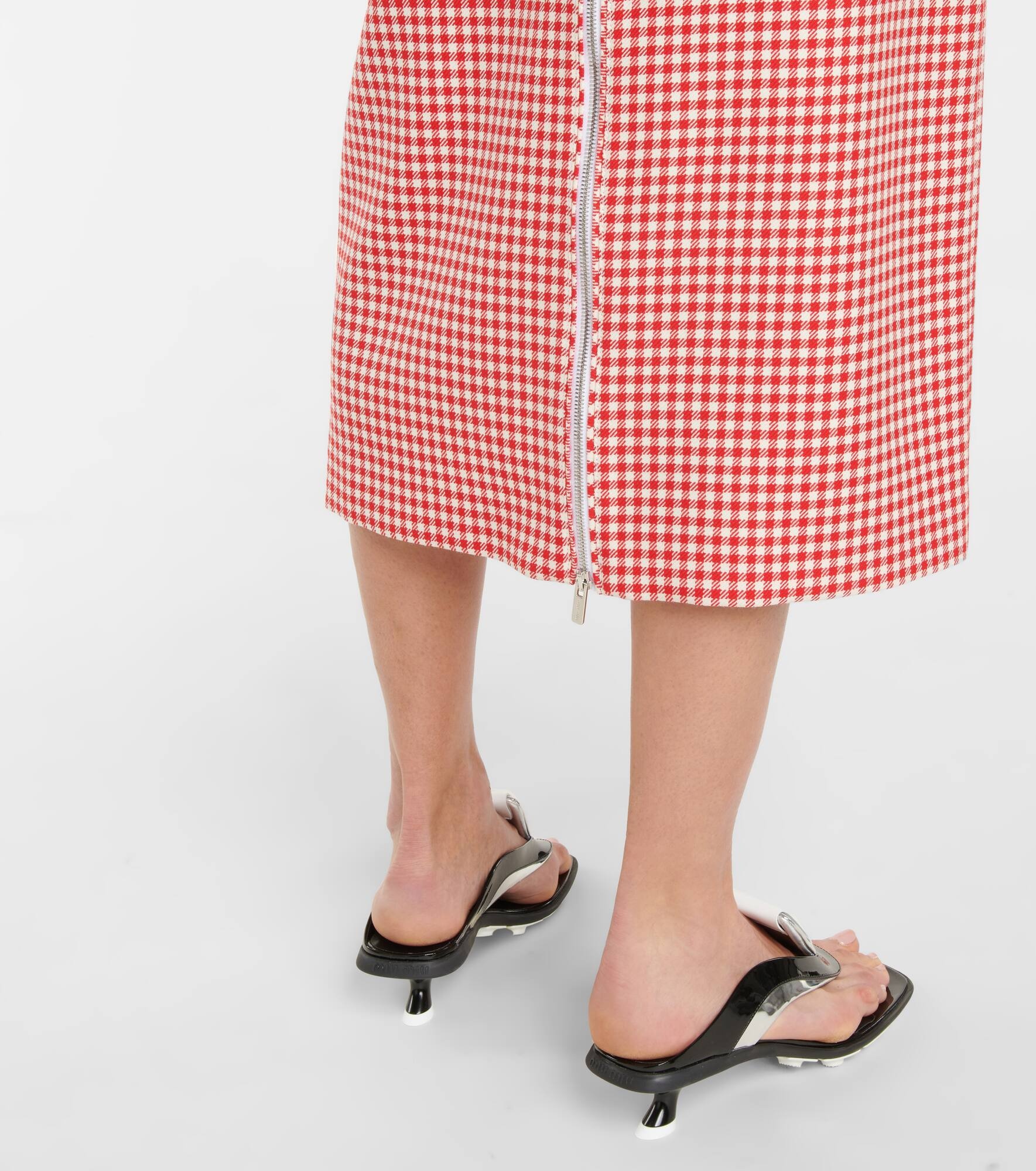 Houndstooth virgin wool pencil skirt - 5