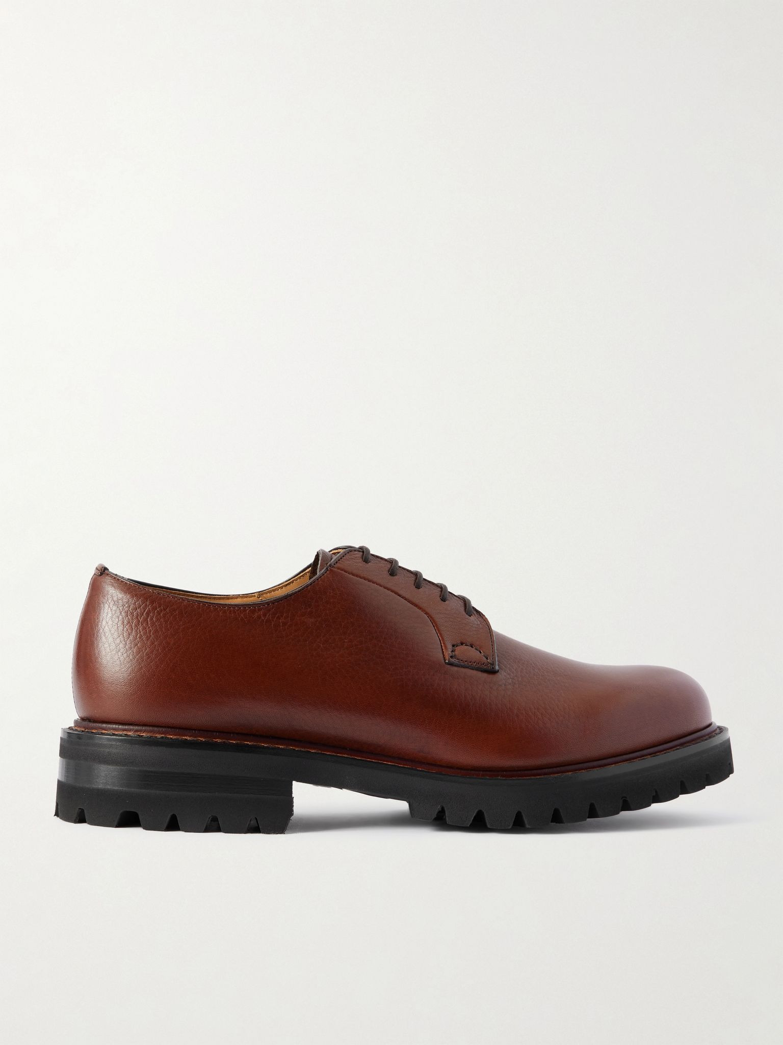 Full-Grain Leather Derby Shoes Brown - 1
