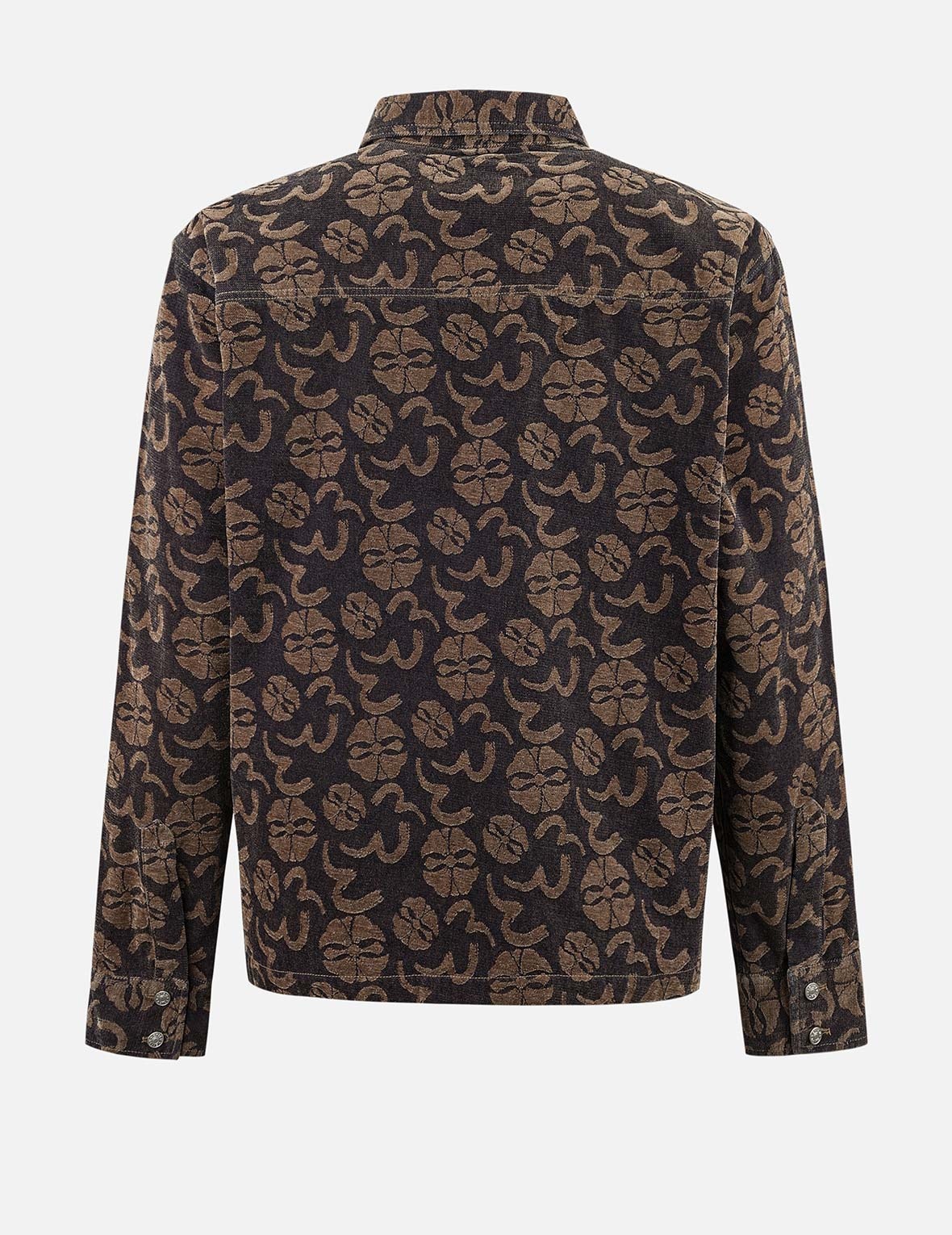 Allover Seagull and Kamon Jacquard Loose Fit Shirt Jacket - 2