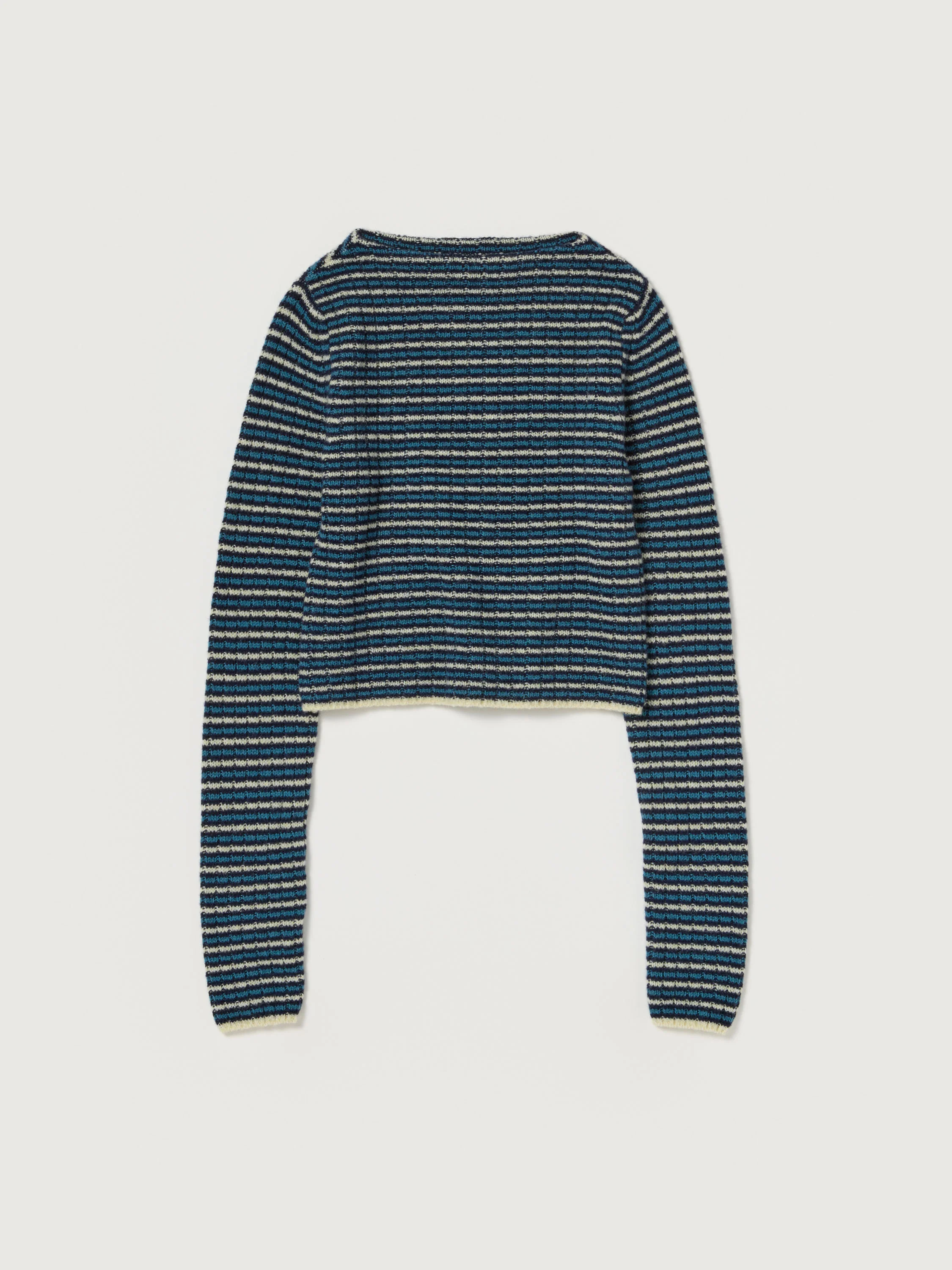 SHETLAND WOOL CASHMERE RIB KNIT BOAT-NECK P/O - 1