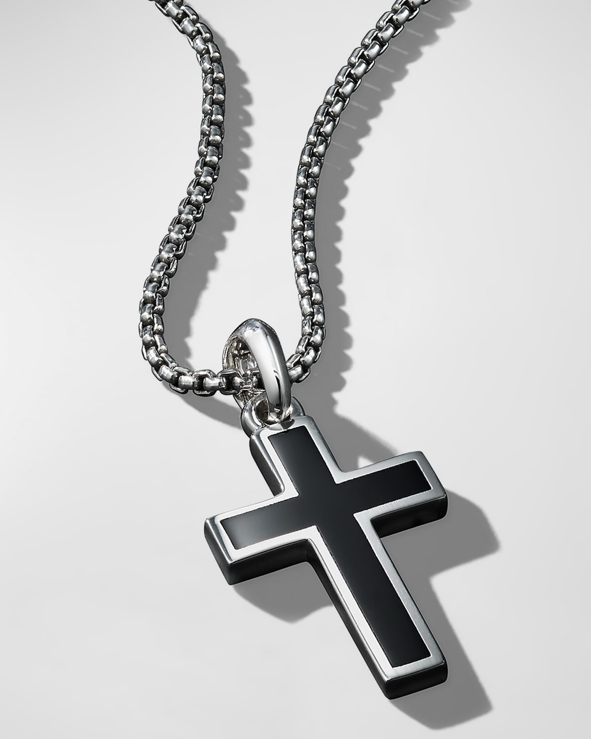 Men's Exotic Stone Cross Pendant with Gemstone in Silver, 26mm - 7