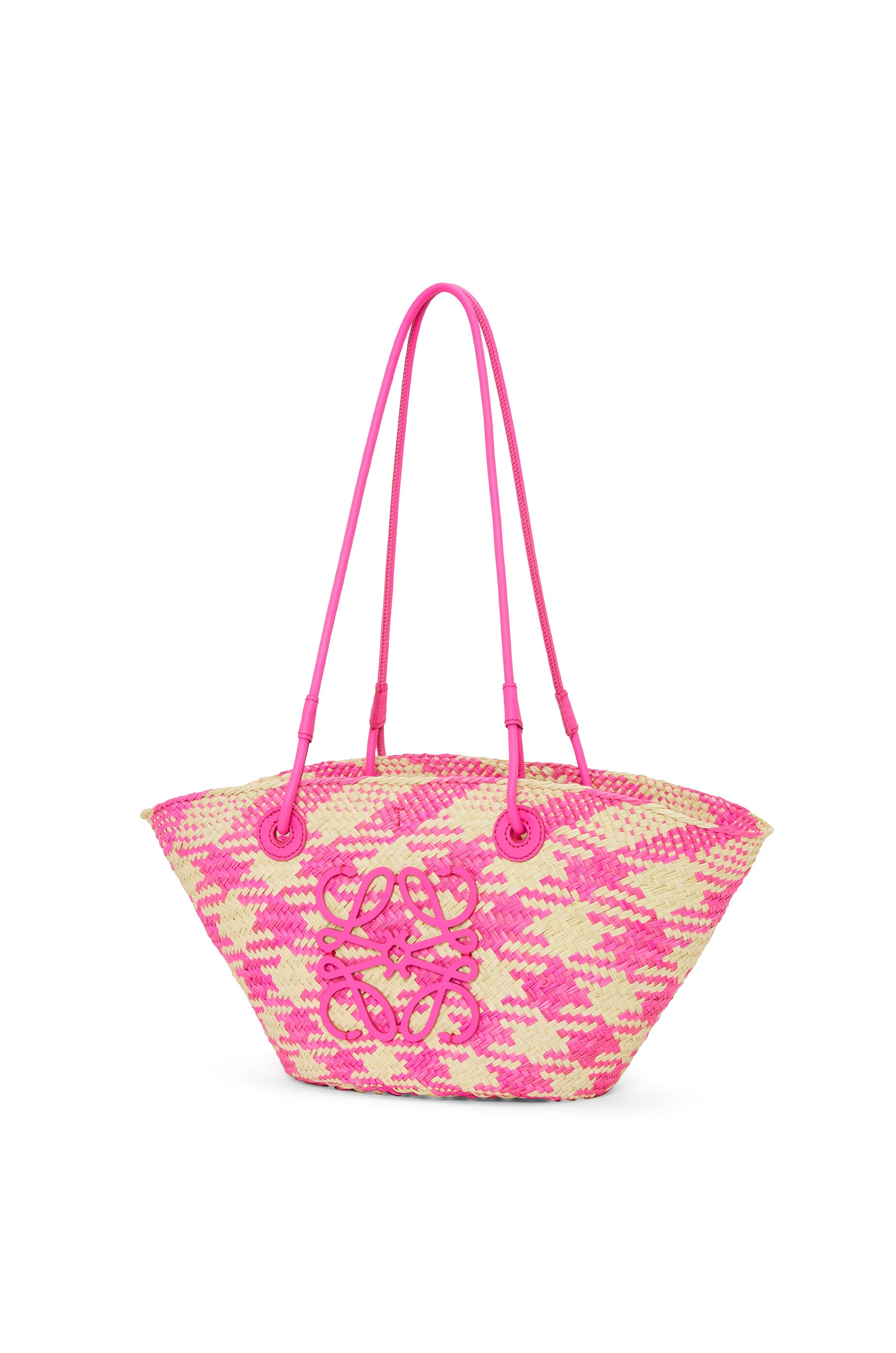 Small Anagram Basket bag in iraca palm and calfskin - 2