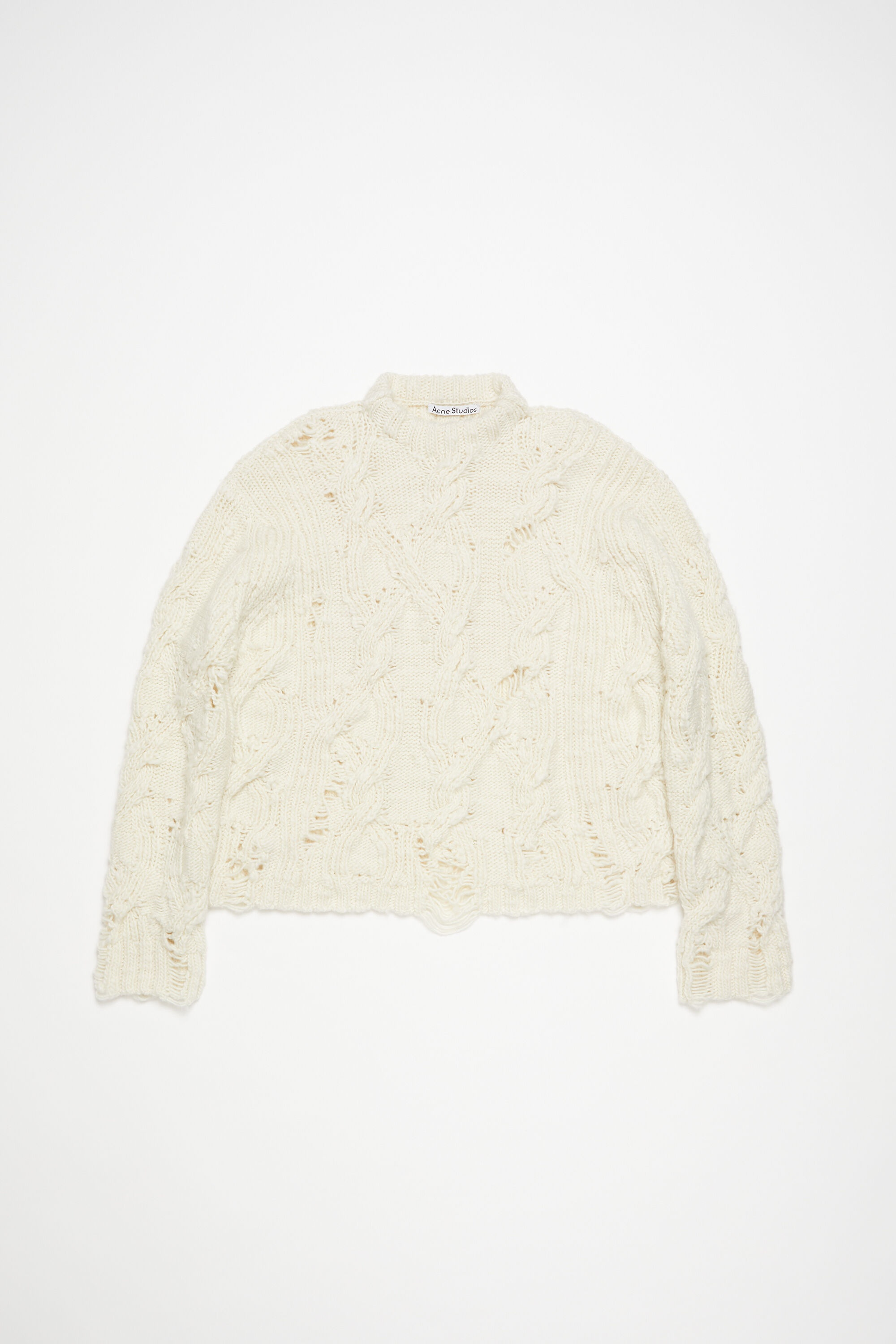 Distressed cable jumper - Pale beige - 6