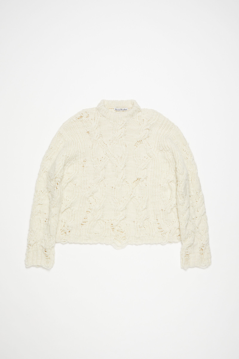 Distressed cable jumper - Pale beige 6