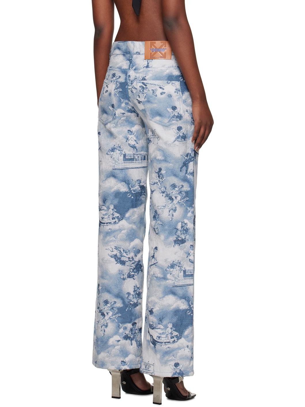 Blue Tapestry Fresco Wide-Leg Trousers - 3