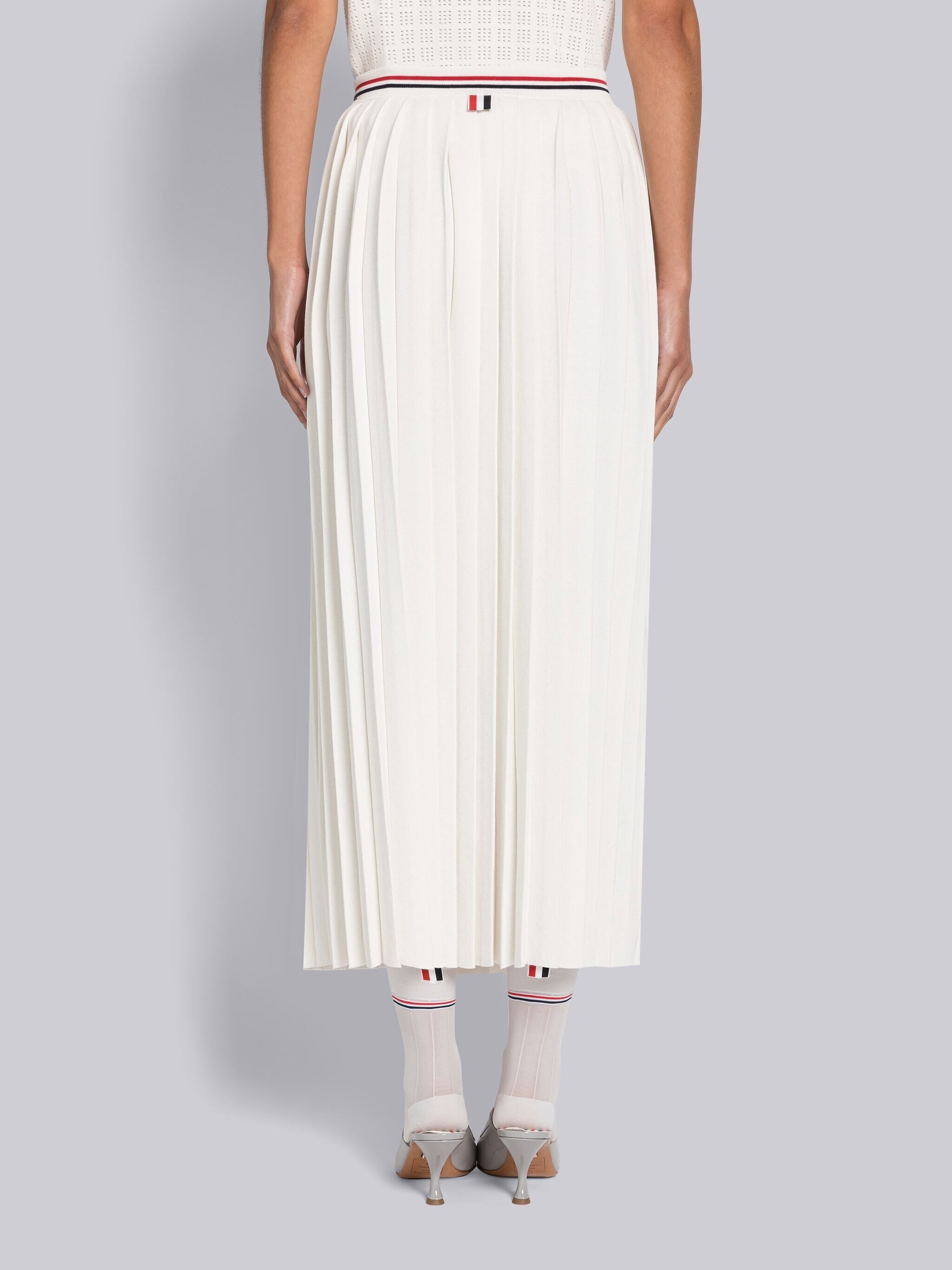 Cotton Stripe Pleated Skirt - 3