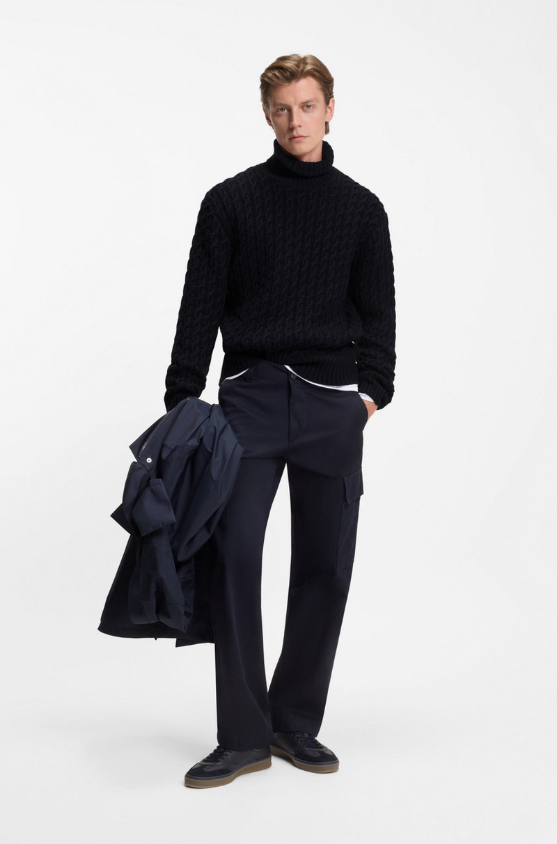 BOSS BECKHAM X BOSS CABLE-KNIT SWEATER IN WOOL AND CASHMERE outlook