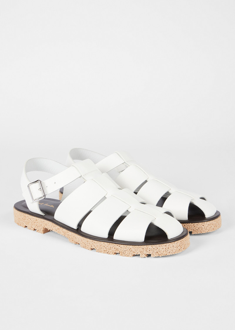 White Leather 'Sandoval' Fisherman Sandals 4