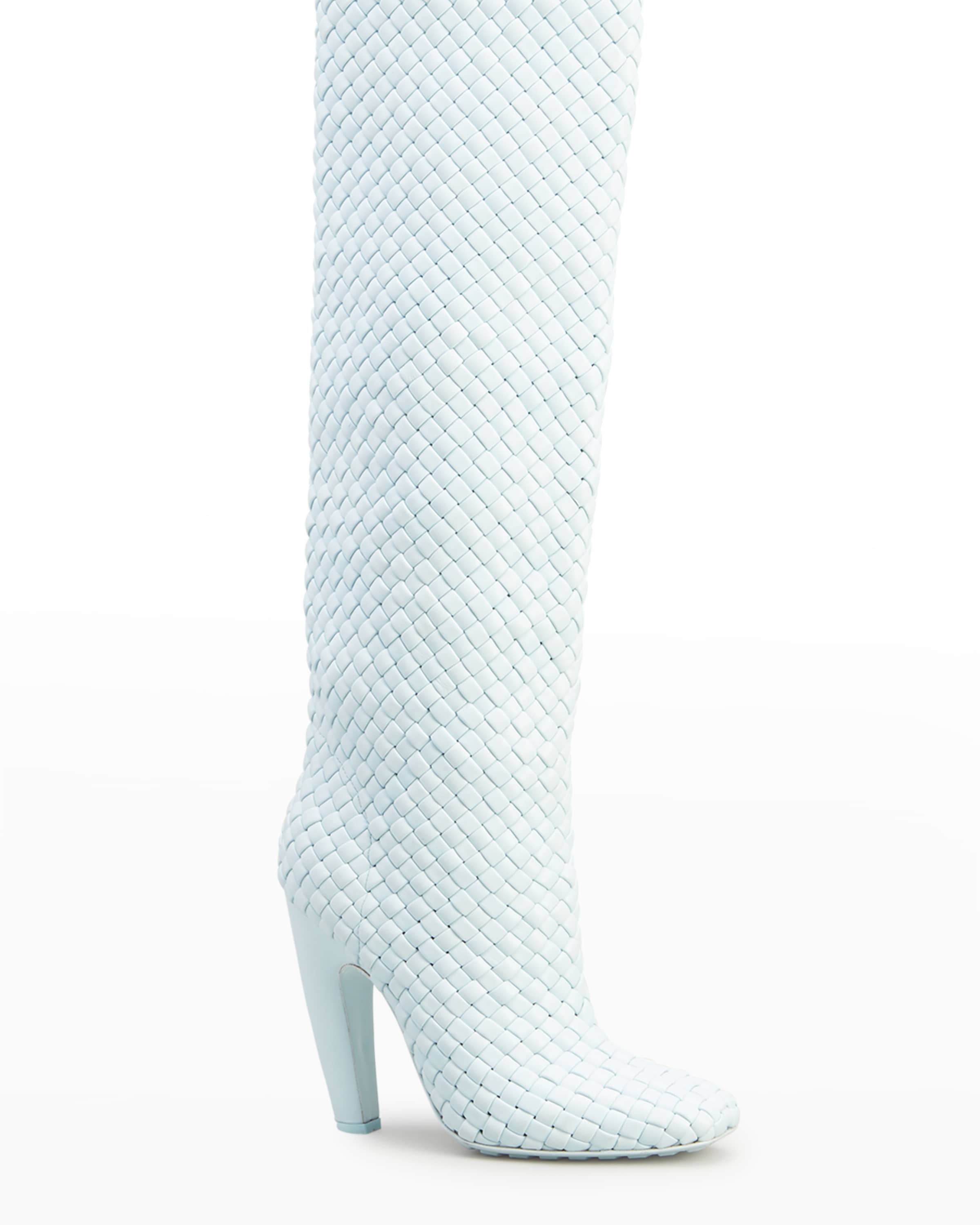 Intrecciato Woven Lambskin Knee Boots - 5